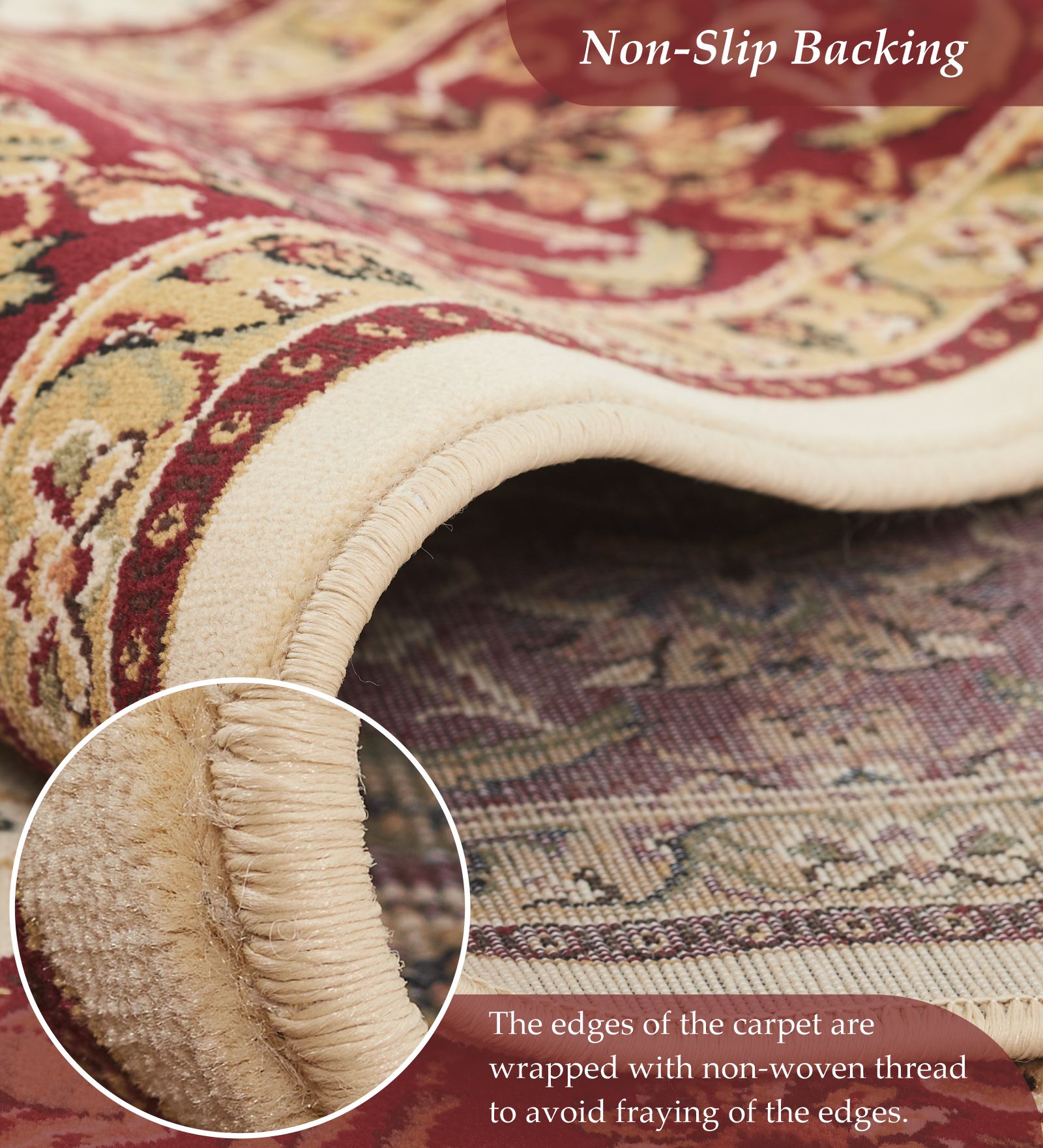 Esfahan Classical Machine Made Carpet Beige Red