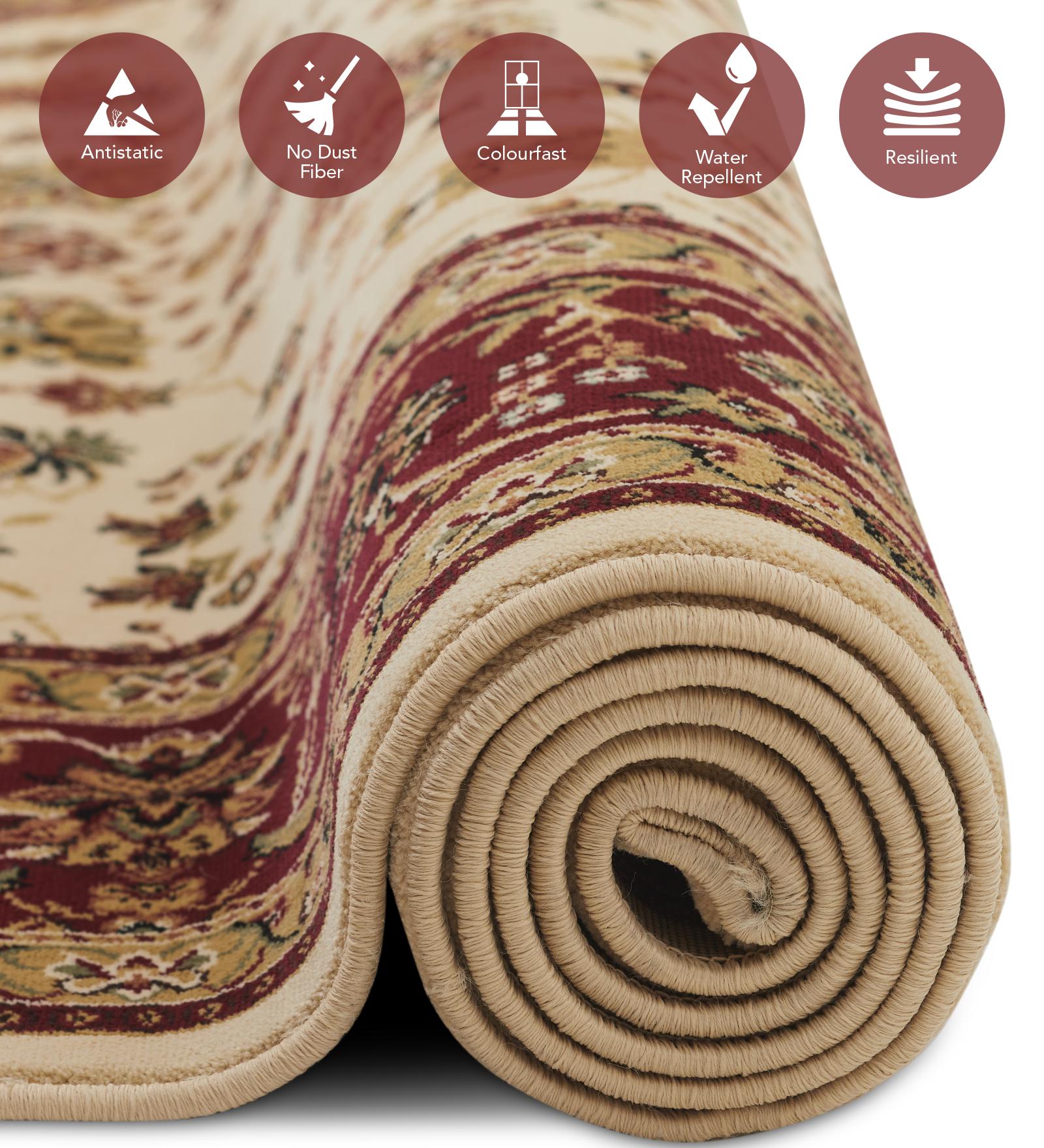 Esfahan Classical Machine Made Carpet Beige Red