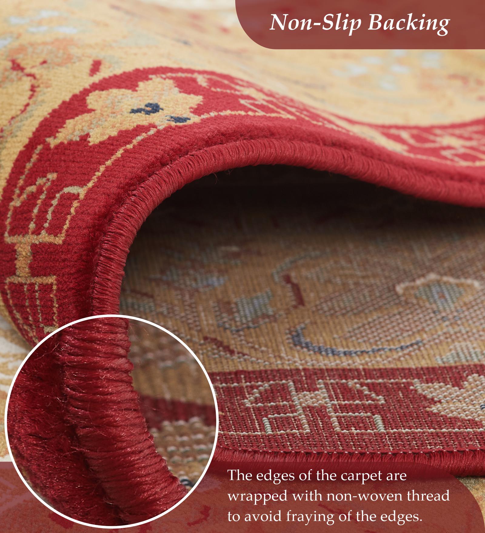 Esfahan Classical Machine Made Carpet Beige and Red