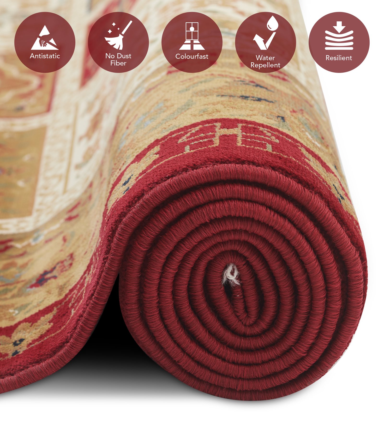 Esfahan Classical Machine Made Carpet Beige and Red