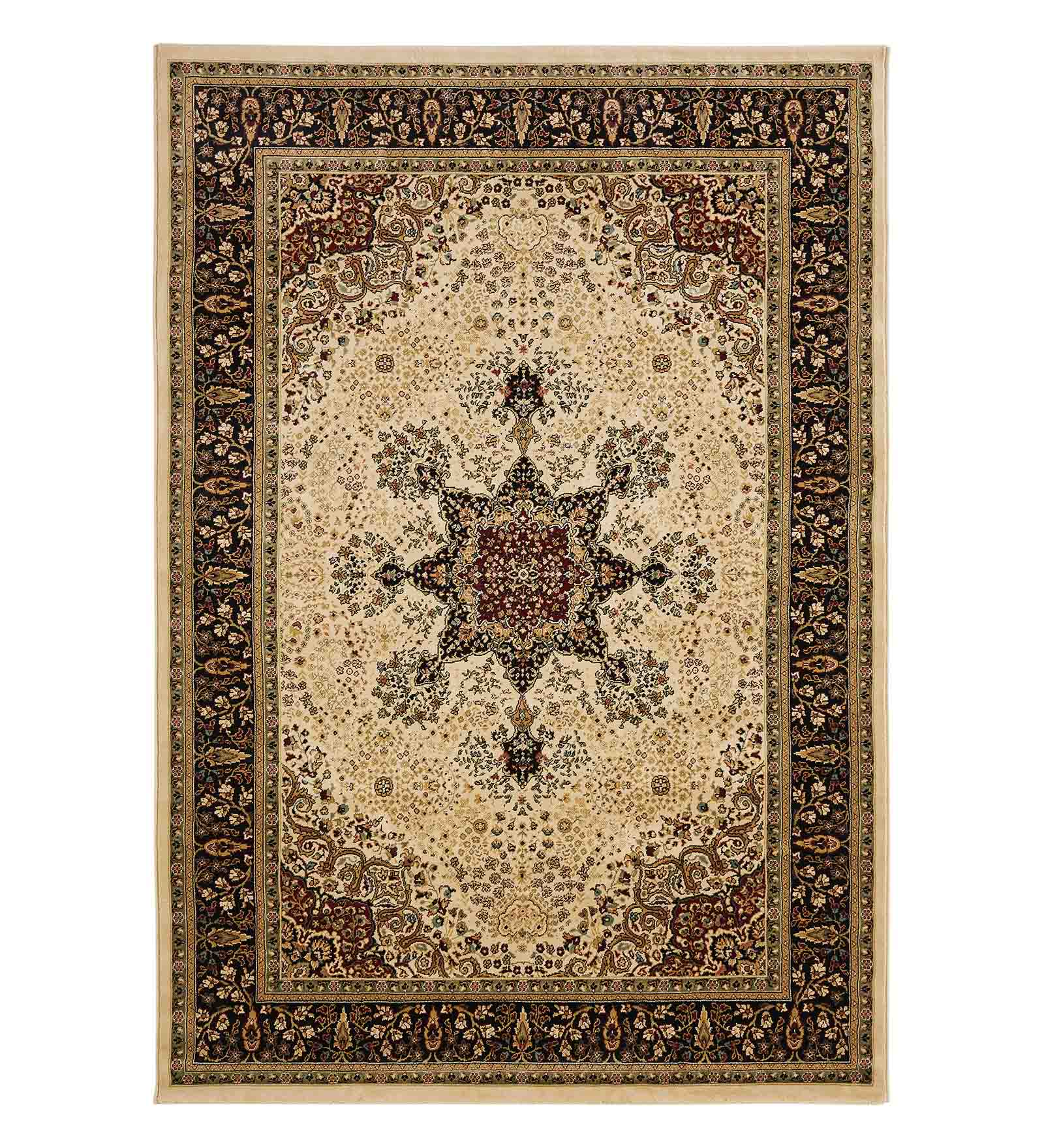 Esfahan Classical Machine Made Carpet Beige and Black
