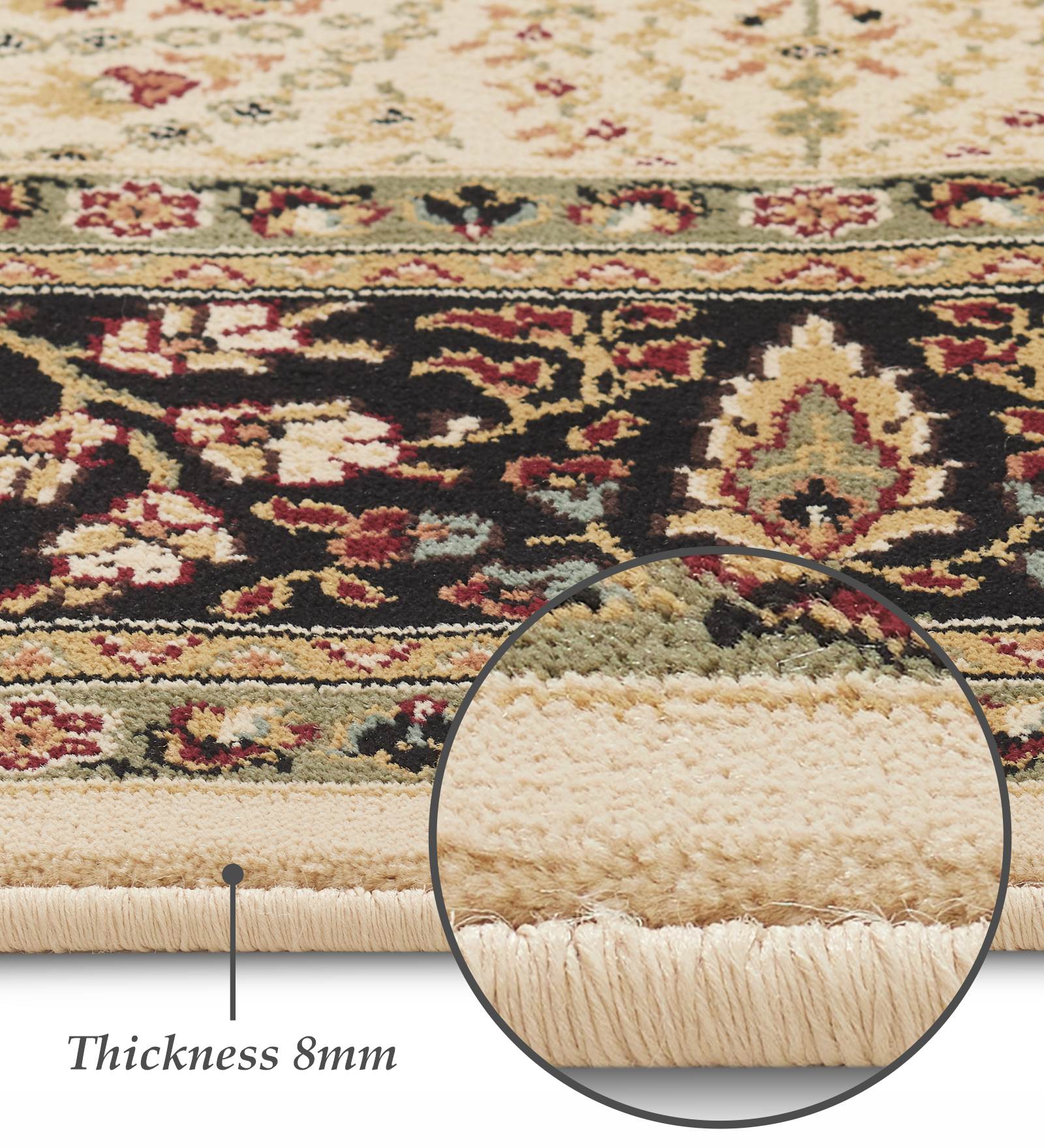 Esfahan Classical Machine Made Carpet Beige and Black