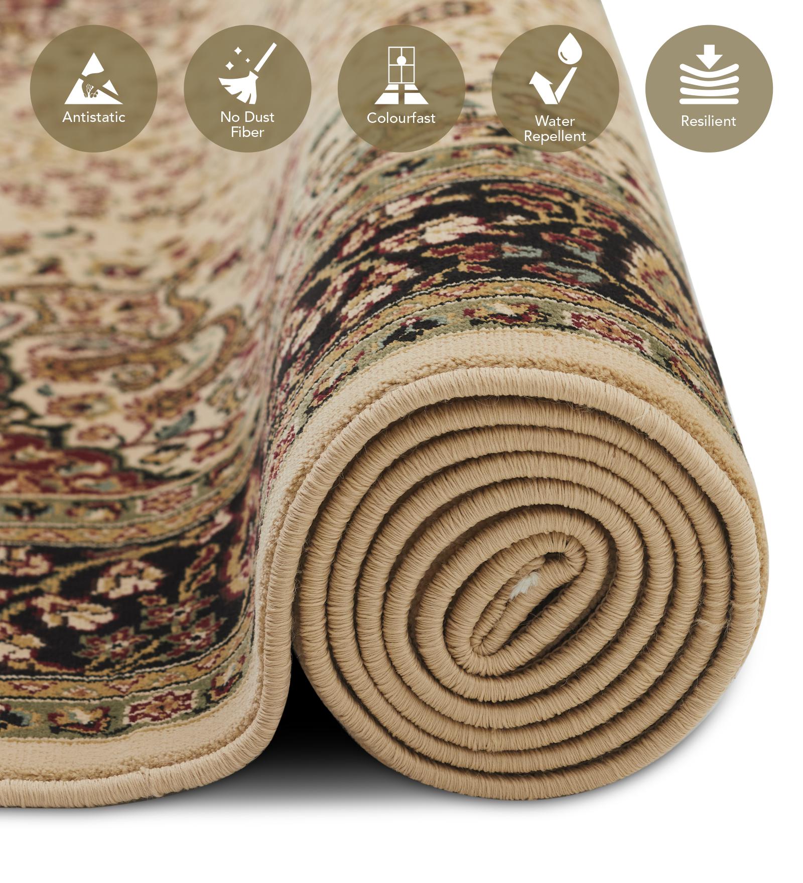 Esfahan Classical Machine Made Carpet Beige and Black