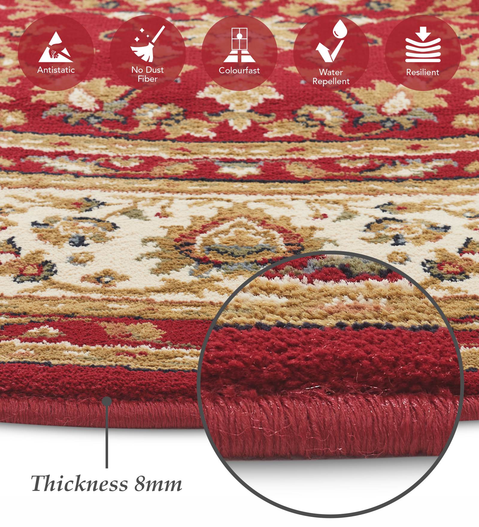 Esfahan Classical Machine Made Carpet Red Beige
