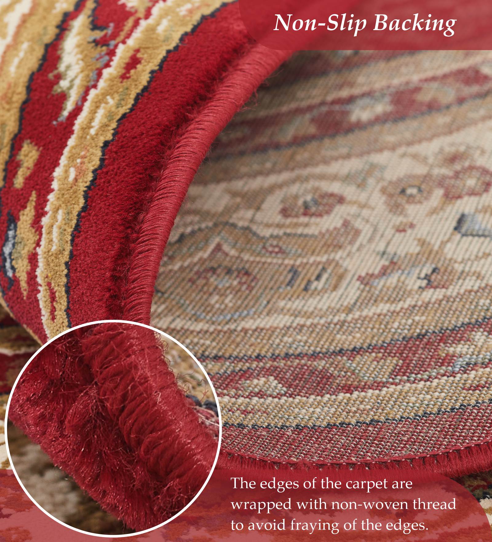 Esfahan Classical Machine Made Carpet Red Beige