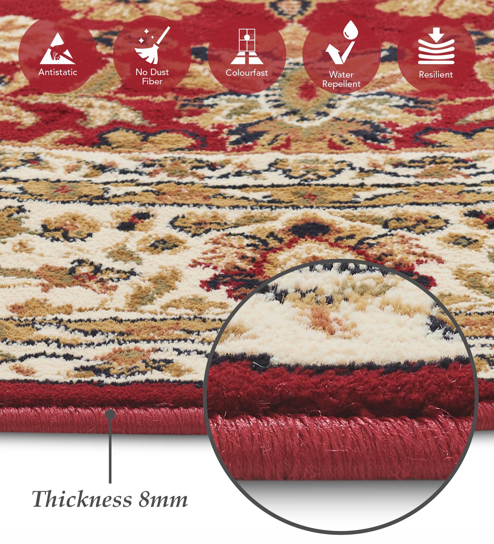 Esfahan Classical Machine Made Carpet Maroon