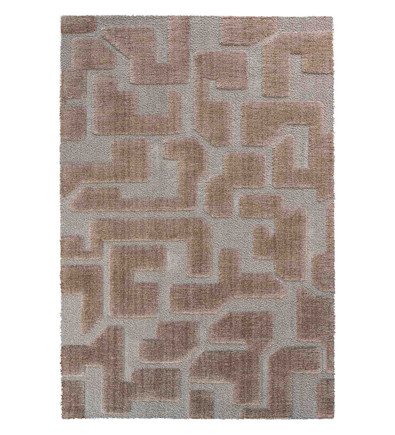 Limba Abstract Machine Made Carpet Beige and Brown