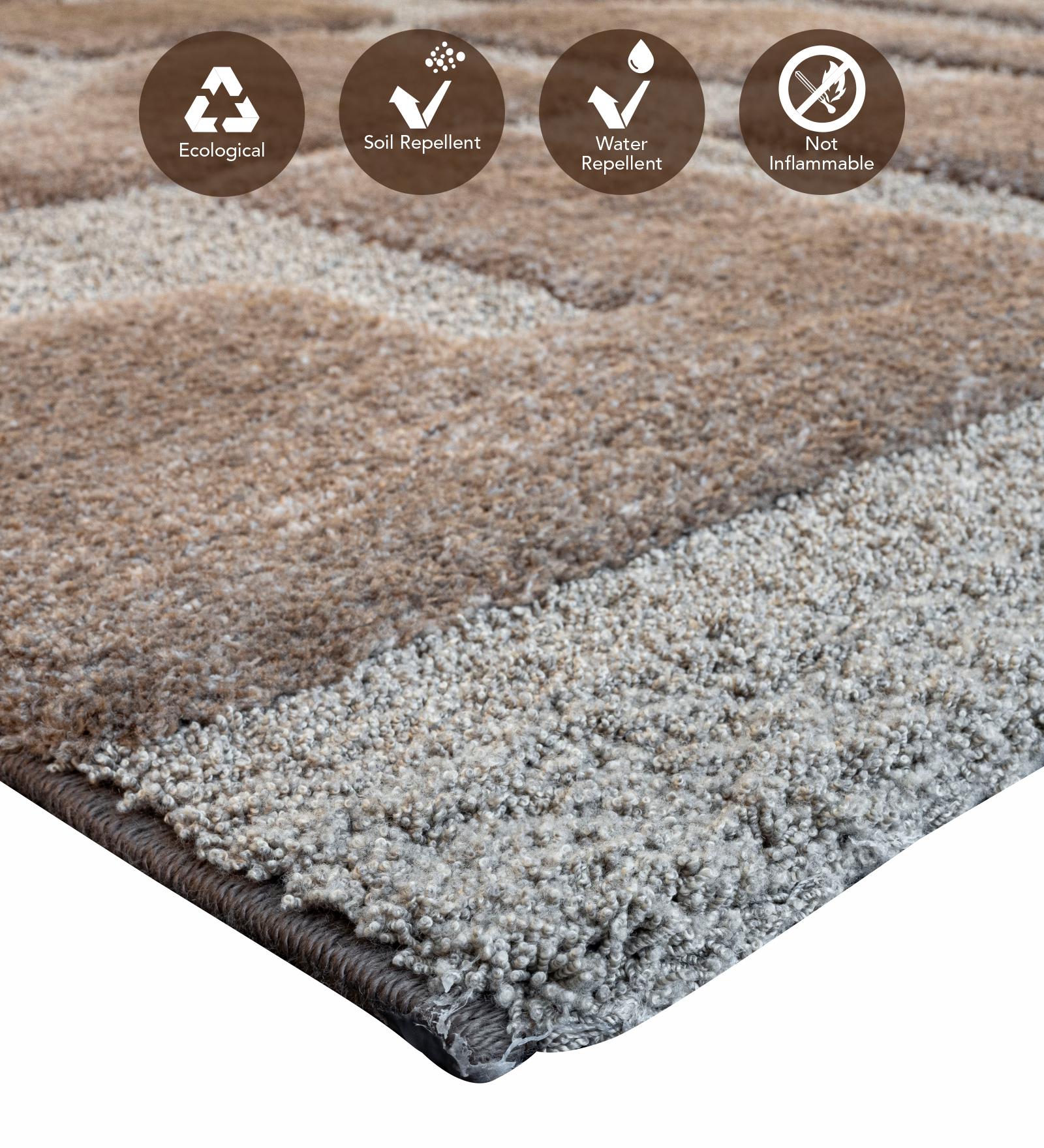 Limba Abstract Machine Made Carpet Beige and Brown