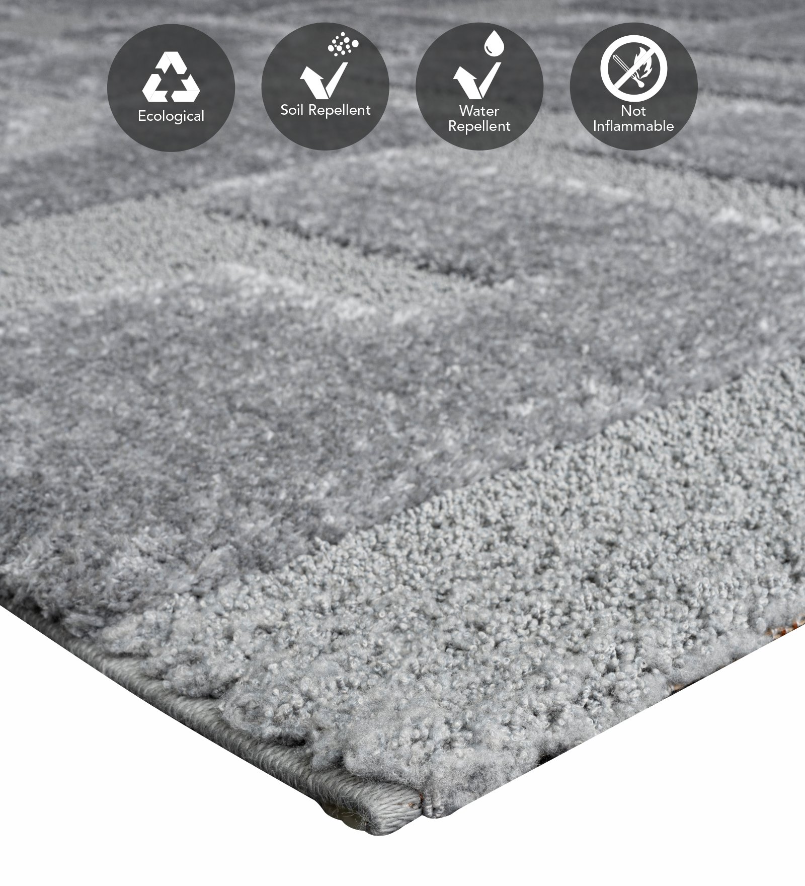 Limba Abstract Machine Made Carpet Grey