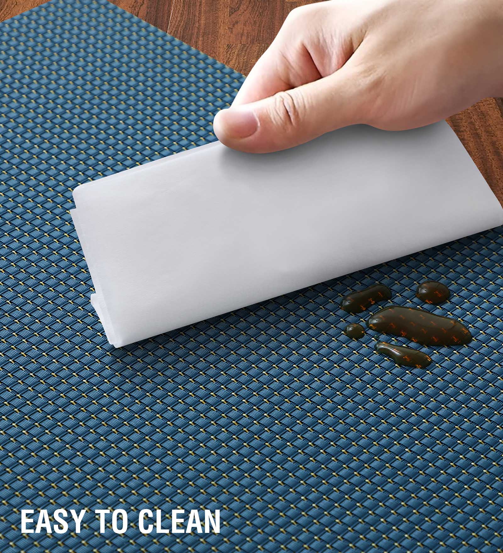 OBSESSIONS Heat Resistant and Washable Table Mat Blue