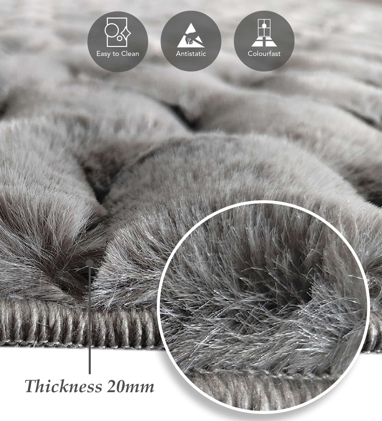 Muffin Solid Bedside Runner Charcoal