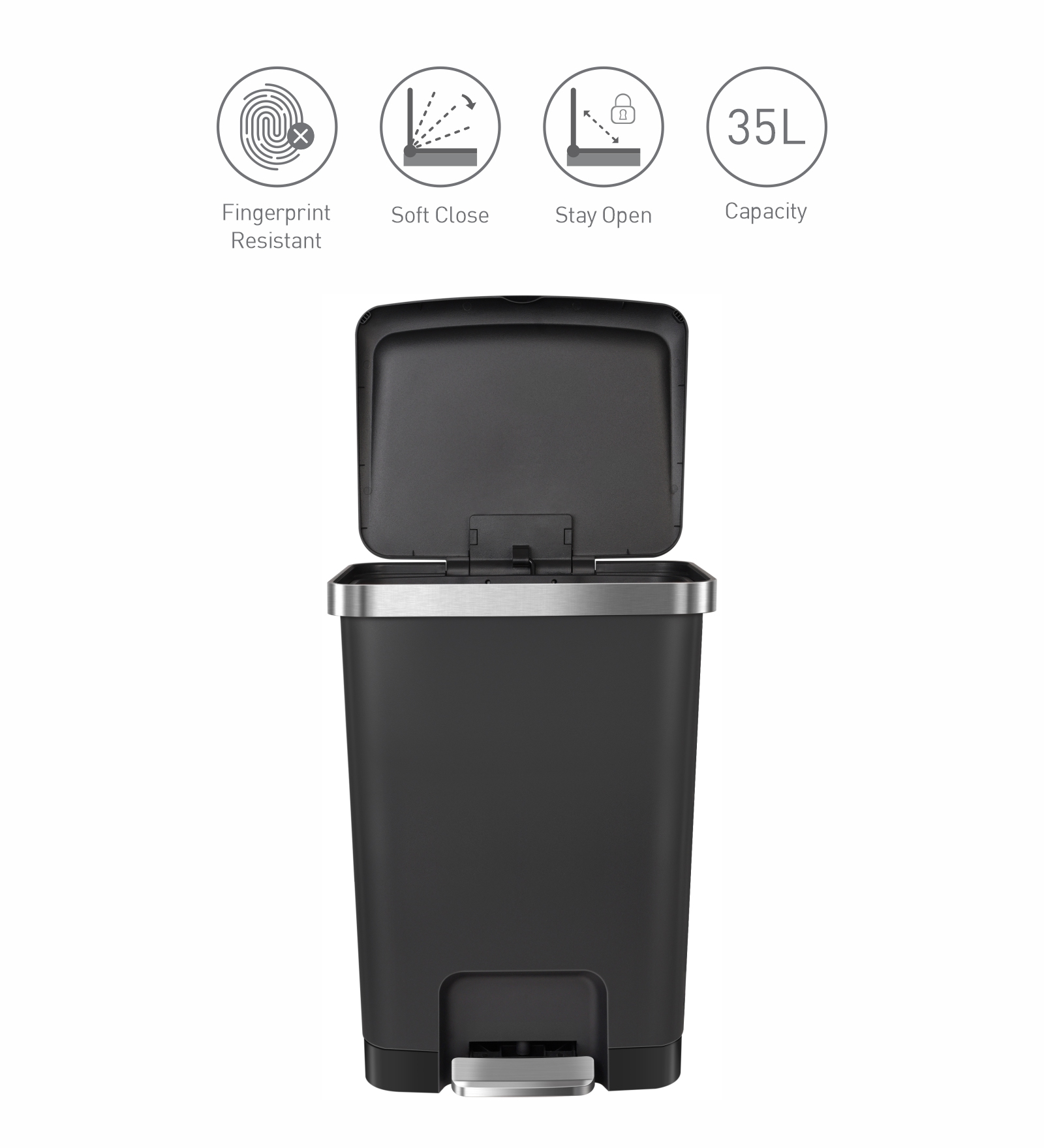 Eko 6388 Hana Fingerprint Resistant Plastic Plastic Bin Black