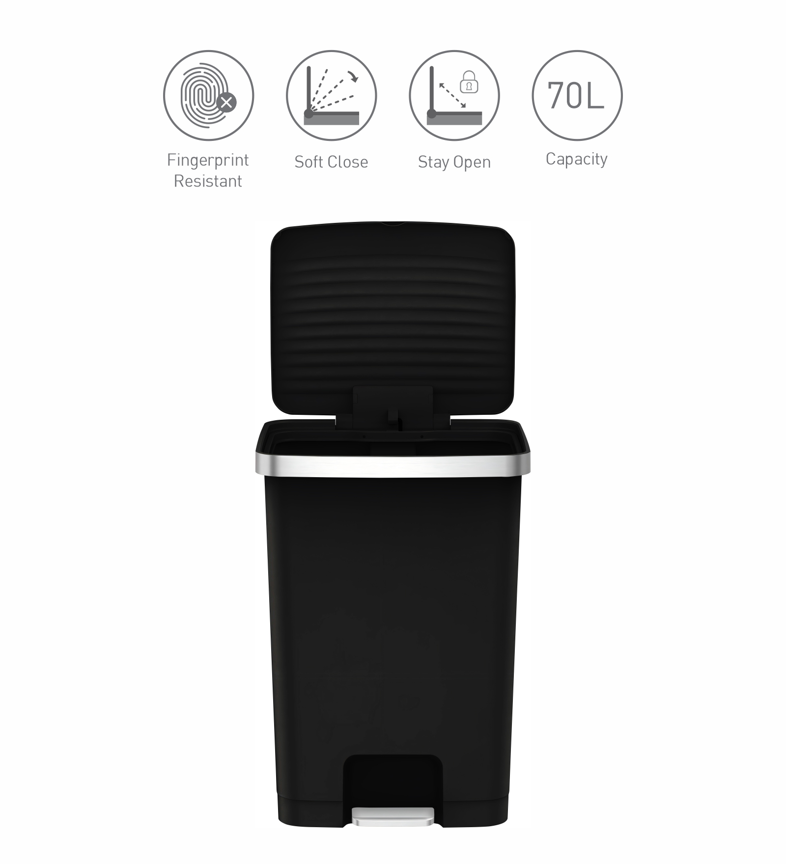 Eko 6388 Hana Fingerprint Resistant Plastic Bin Black