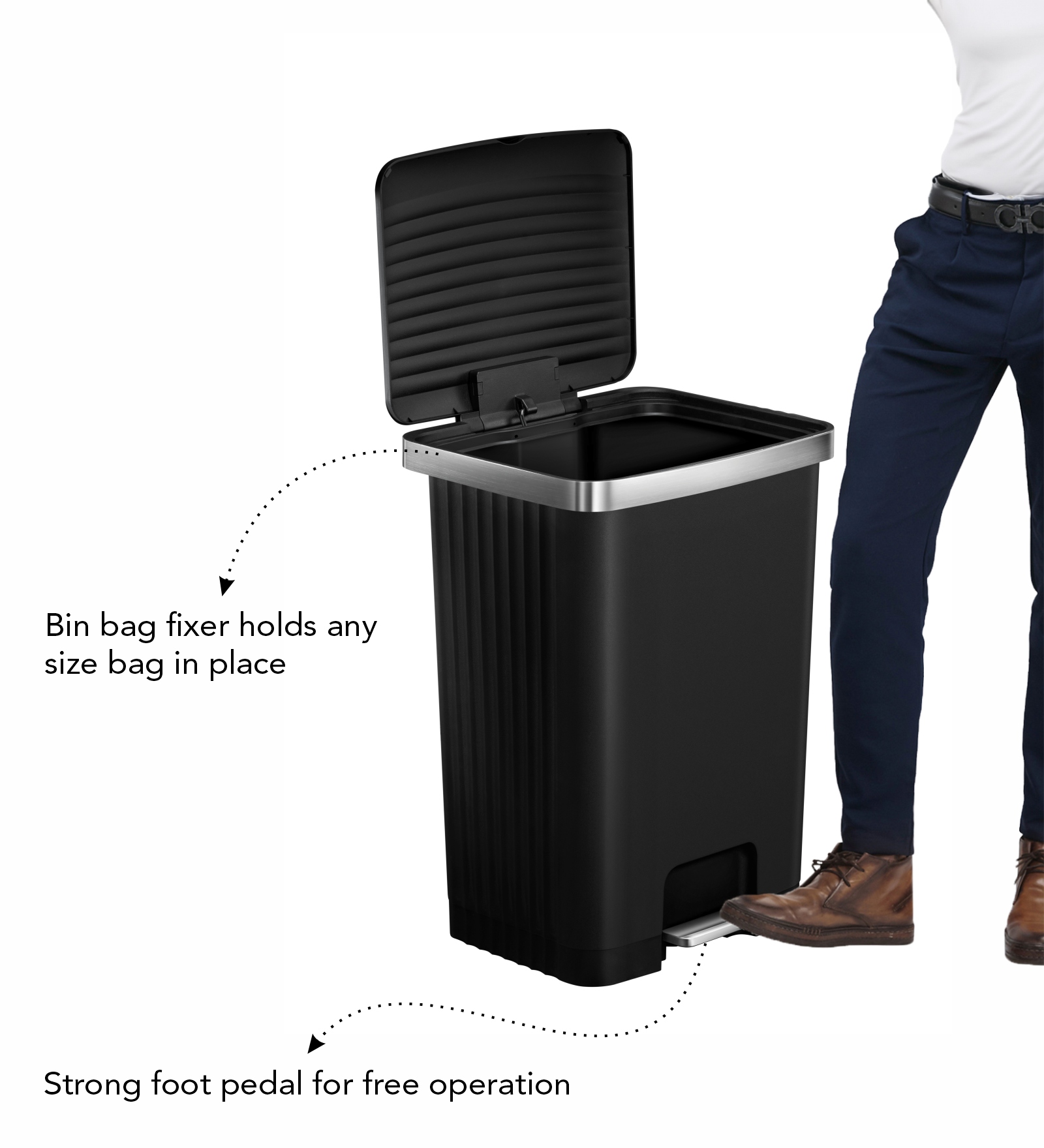 Eko 6388 Hana Fingerprint Resistant Plastic Bin Black