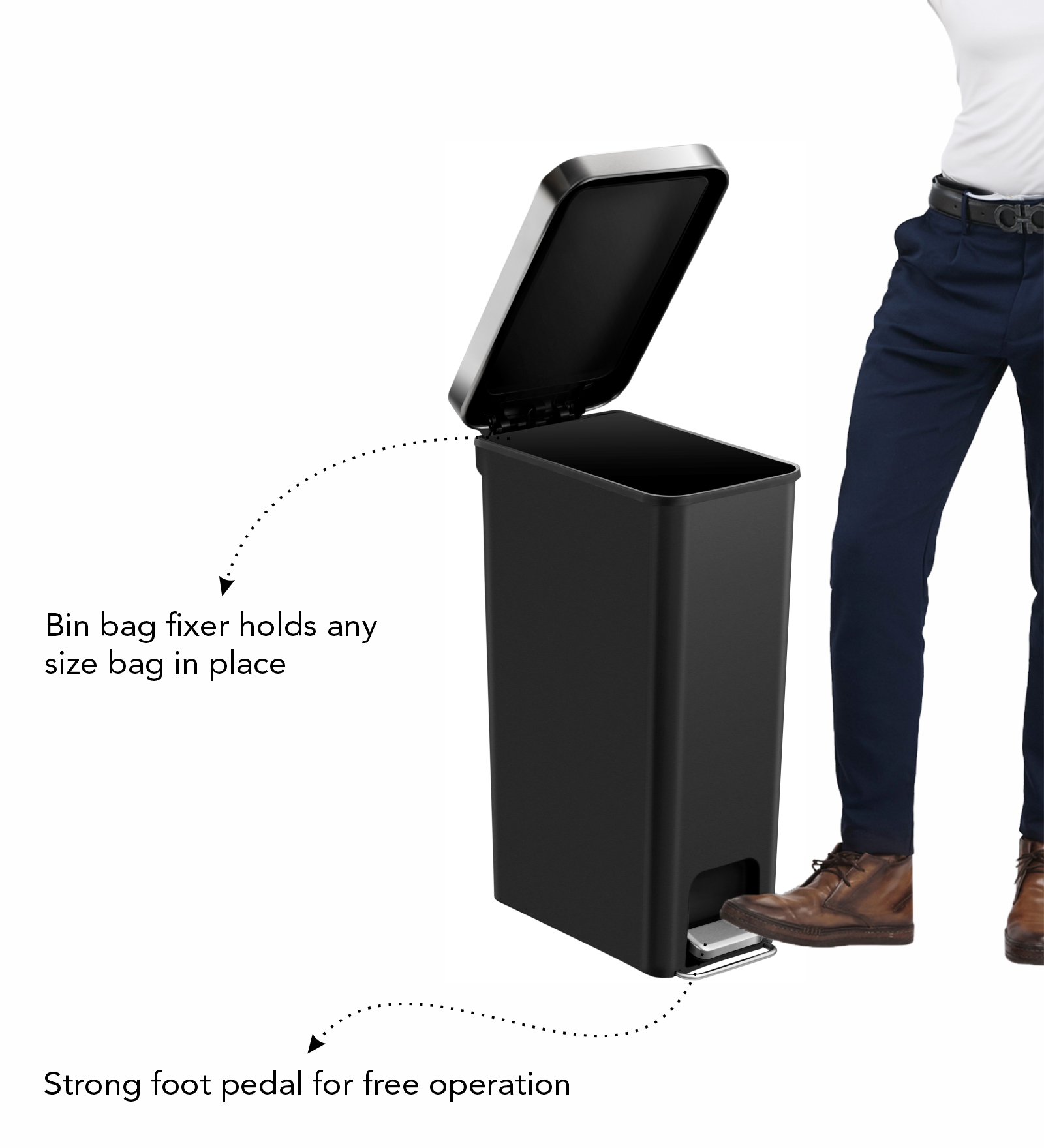 Eko 6368 Hana Slim Fingerprint Resistant Plastic Bin Black