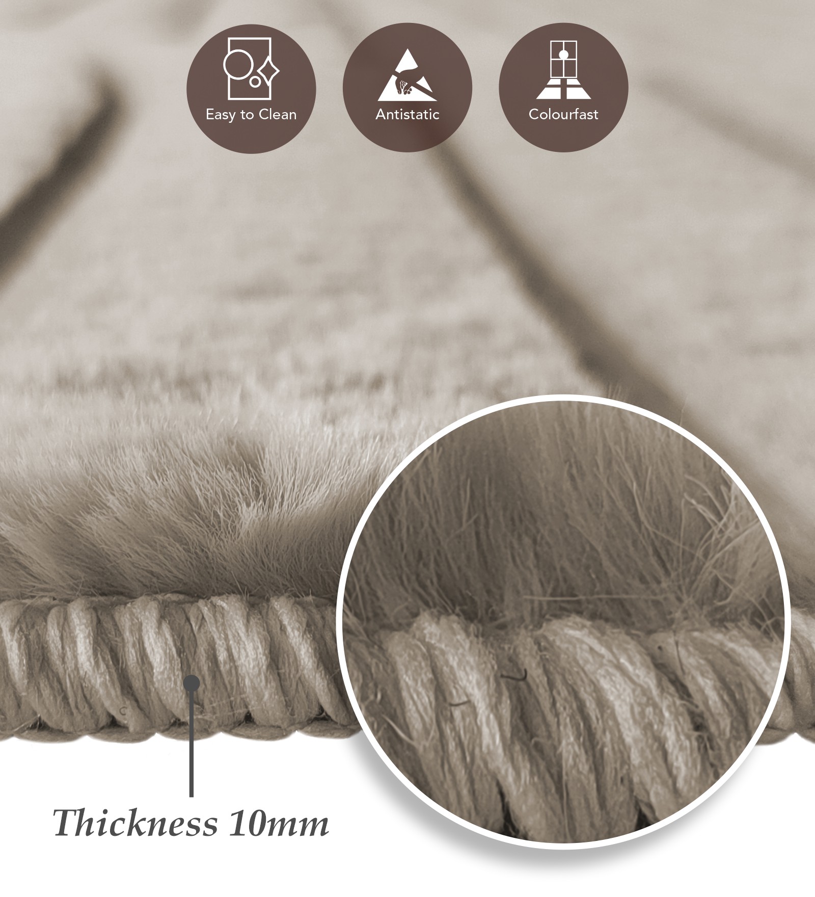 Beaver Abstract Bedside Runner Beige