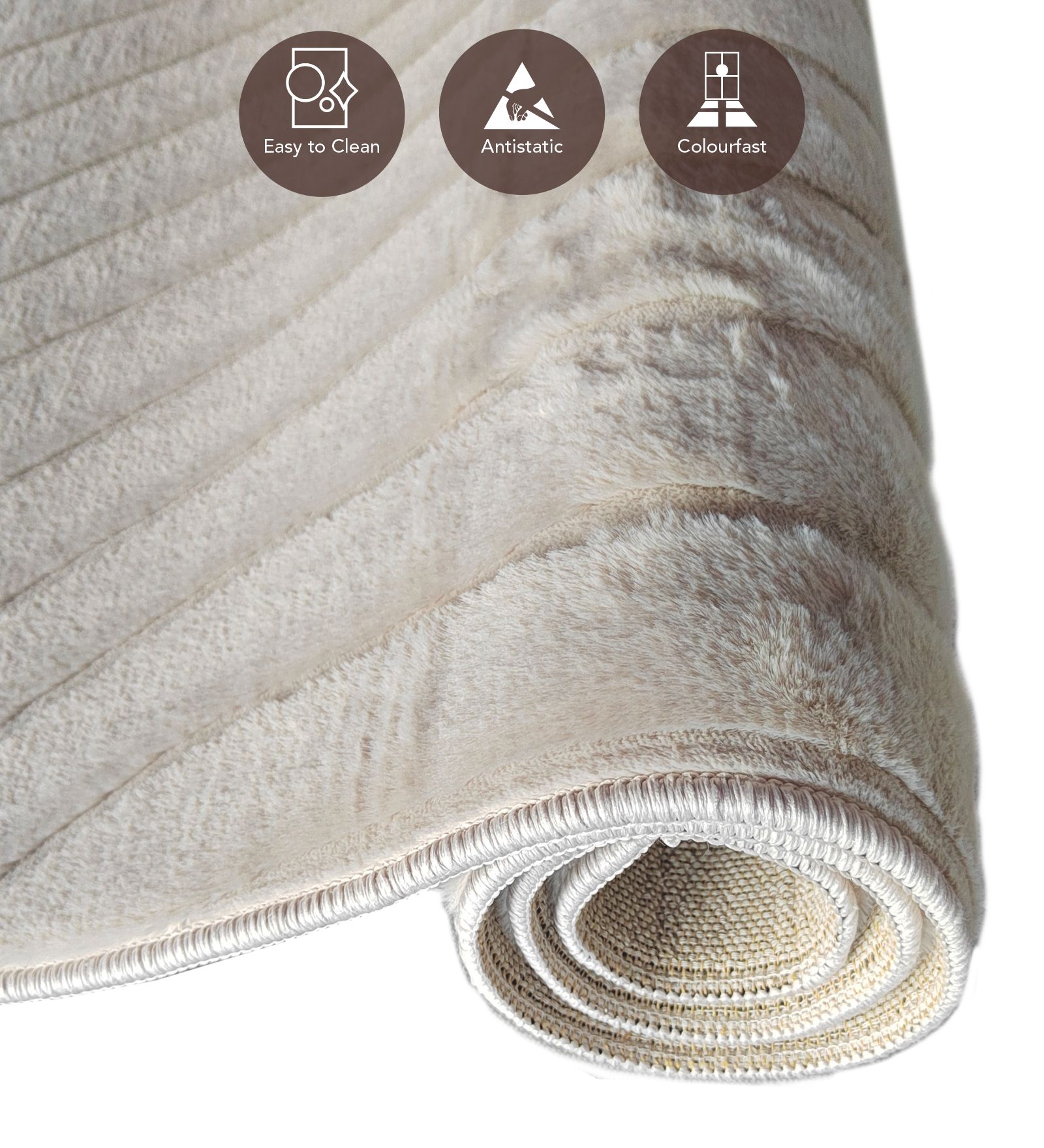 Beaver Abstract Machine Made Carpet Beige