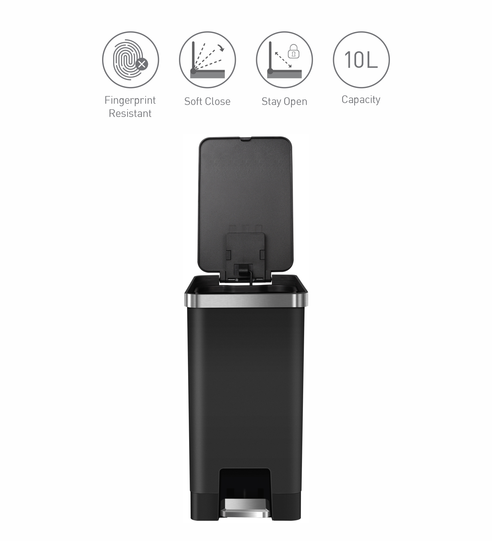Eko 6377 Hana Fingerprint Resistant Plastic Bin Black