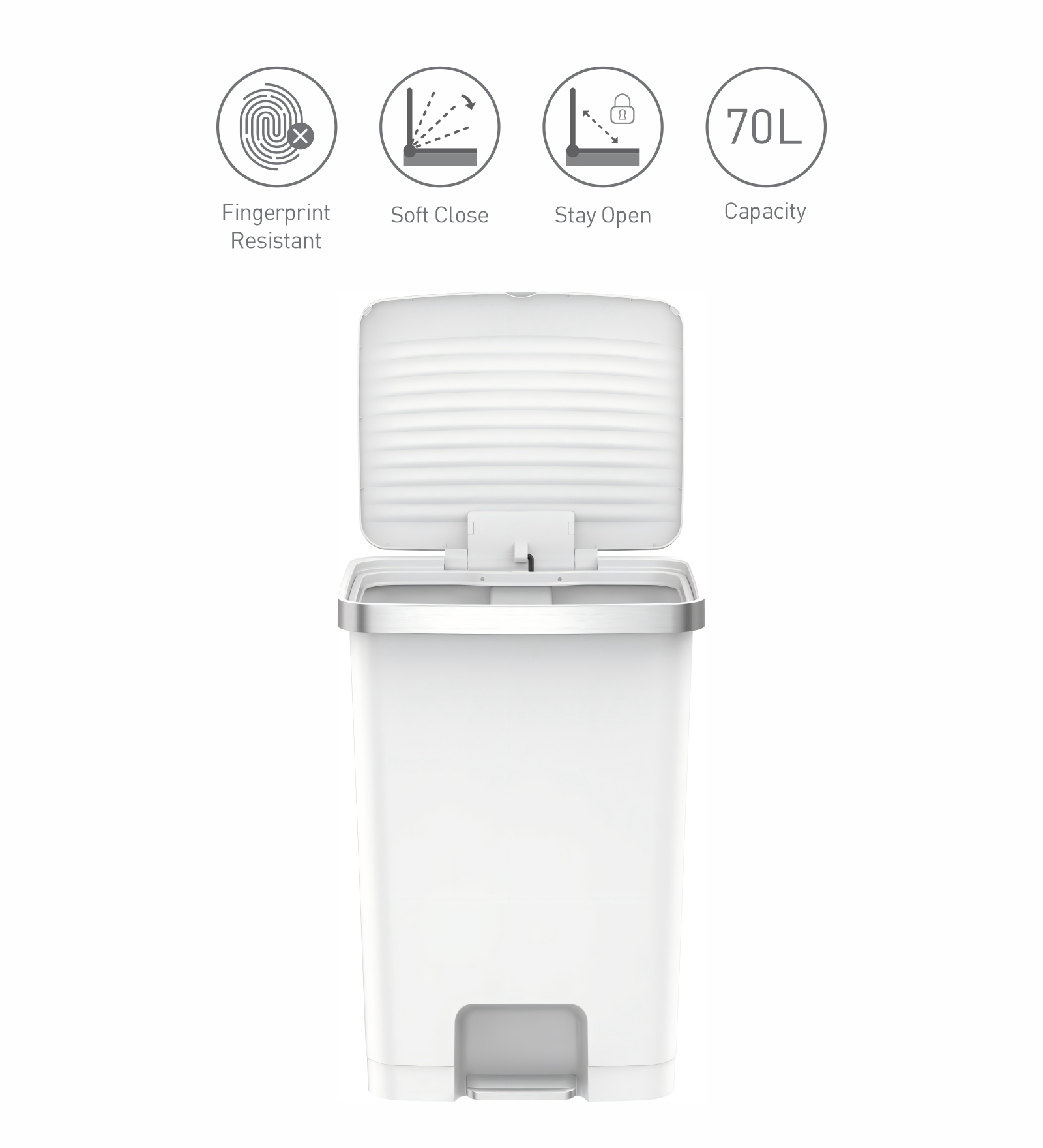 Eko 6388 Hana Fingerprint Resistant Plastic Bin White