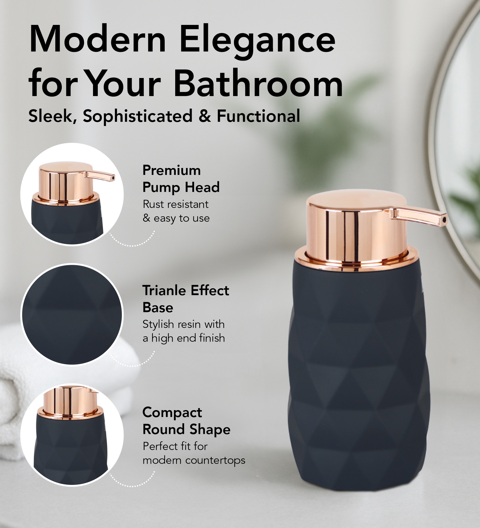 Oasis 5 Pcs PVC Bath Set Black