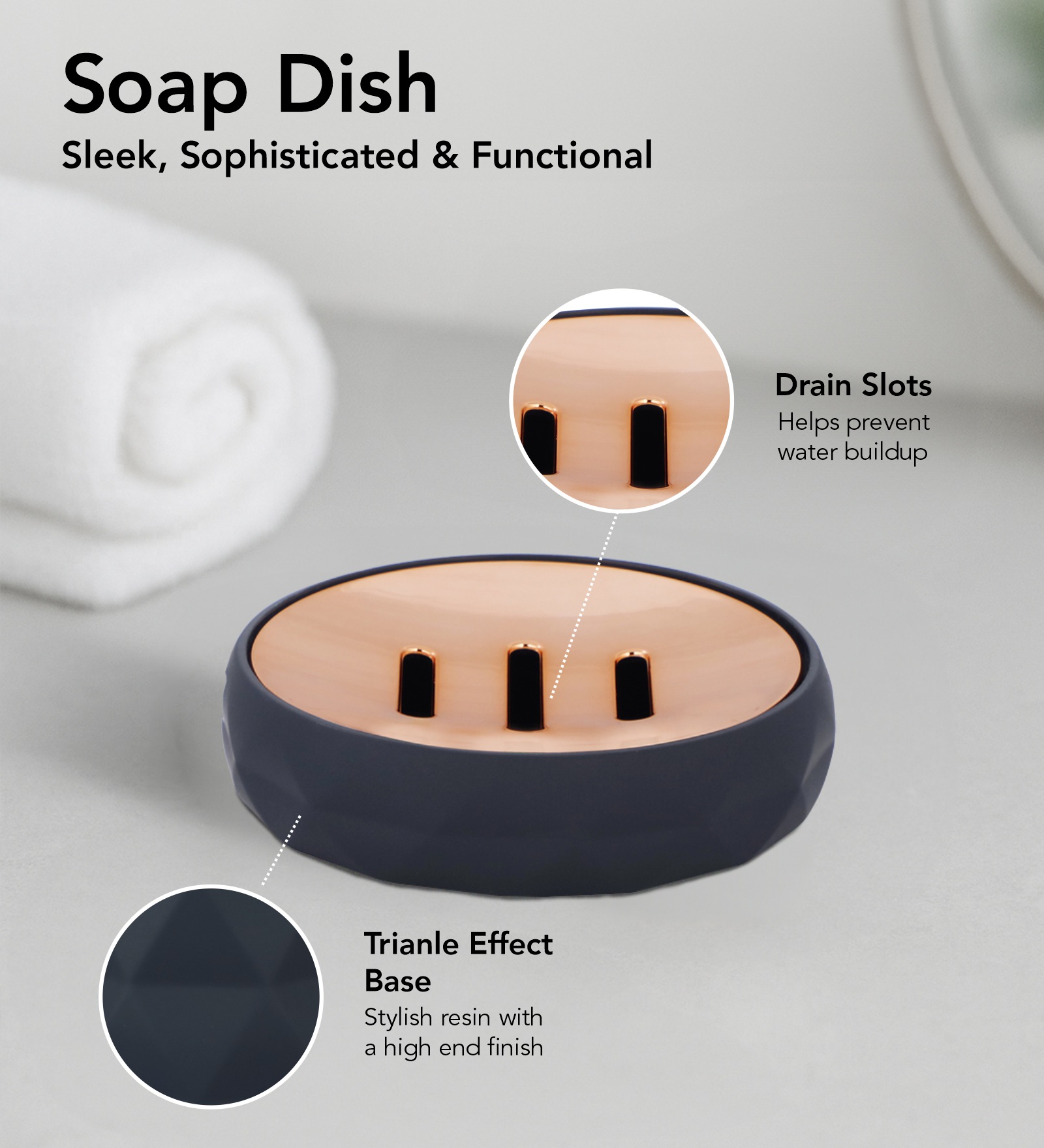 Oasis 5 Pcs PVC Bath Set Black