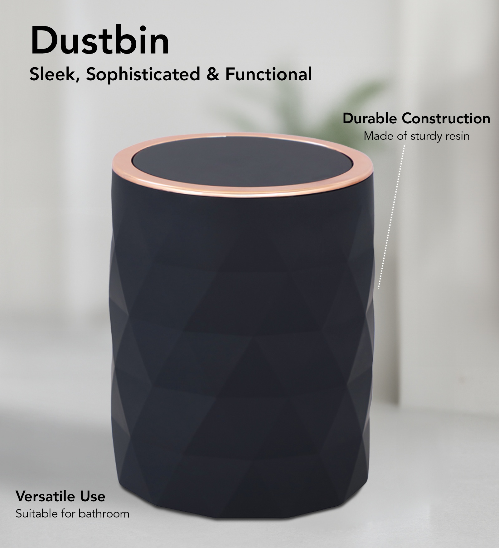 Oasis 5 Pcs PVC Bath Set Black