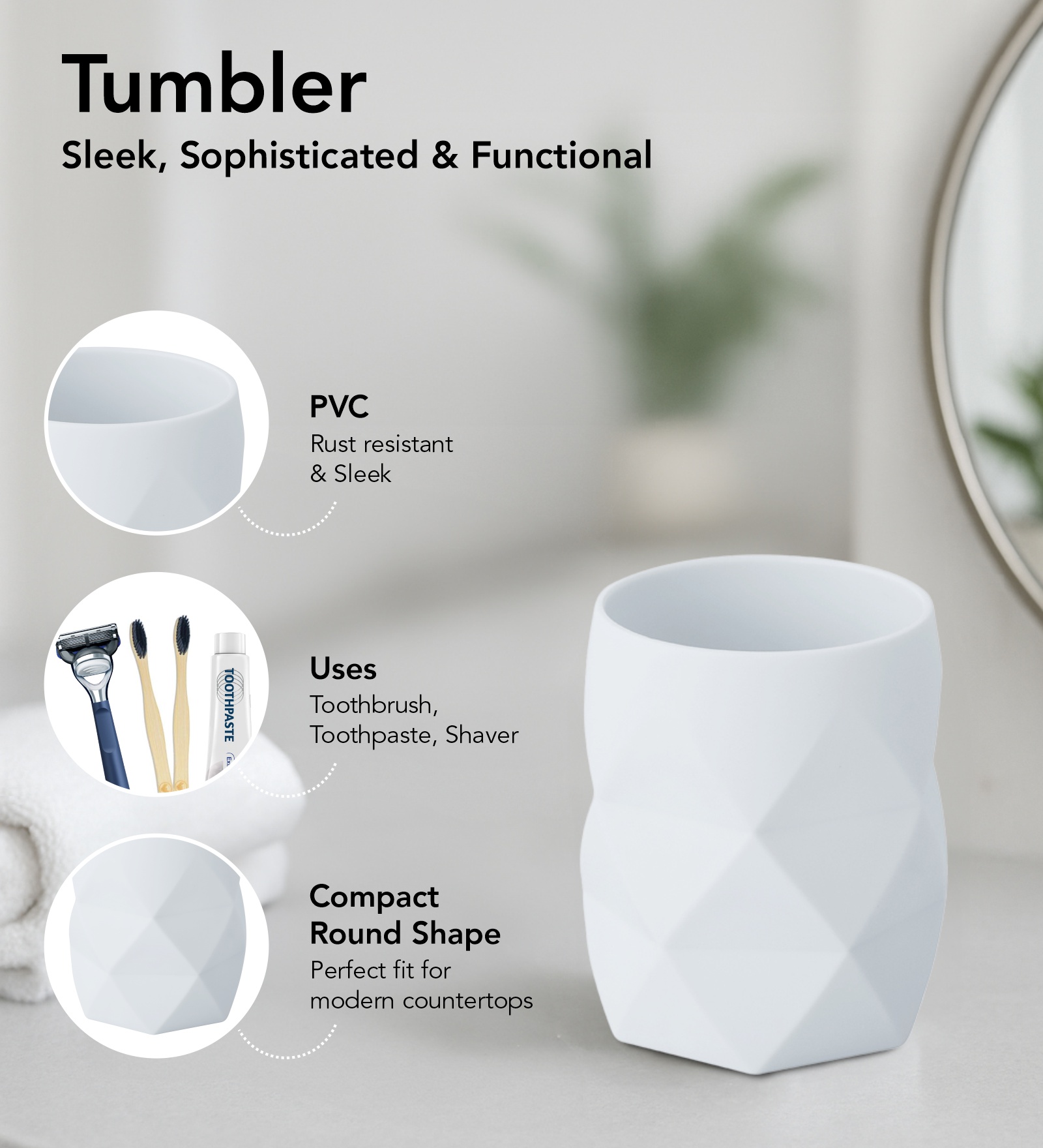 Oasis 5 Pcs PVC Bath Set White