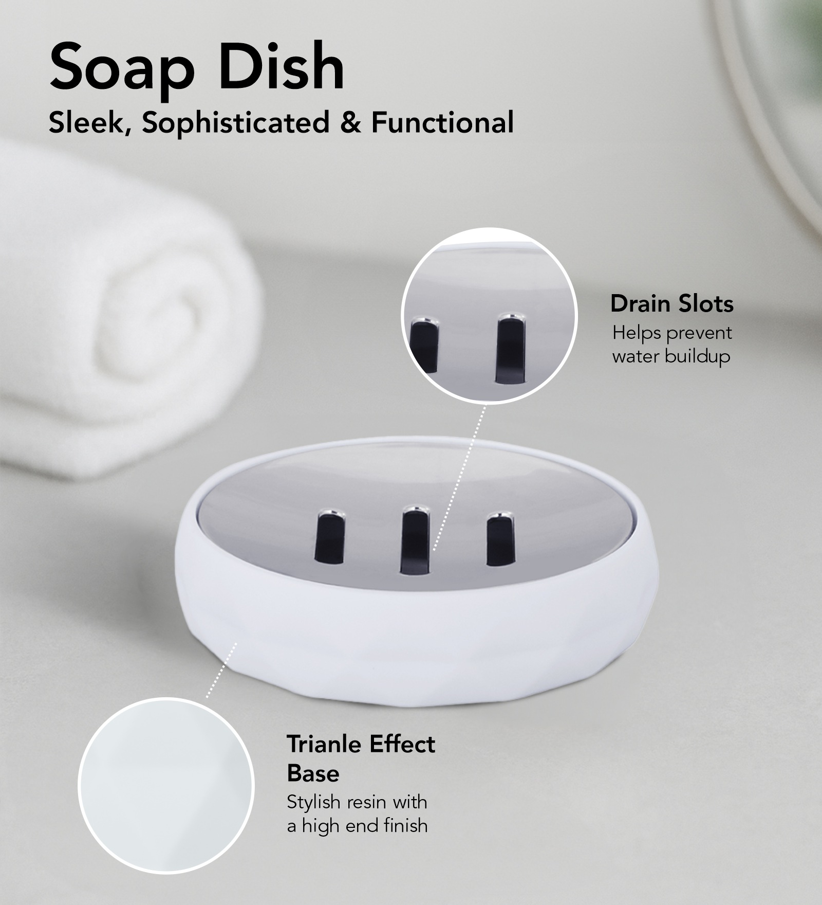 Oasis 5 Pcs PVC Bath Set White