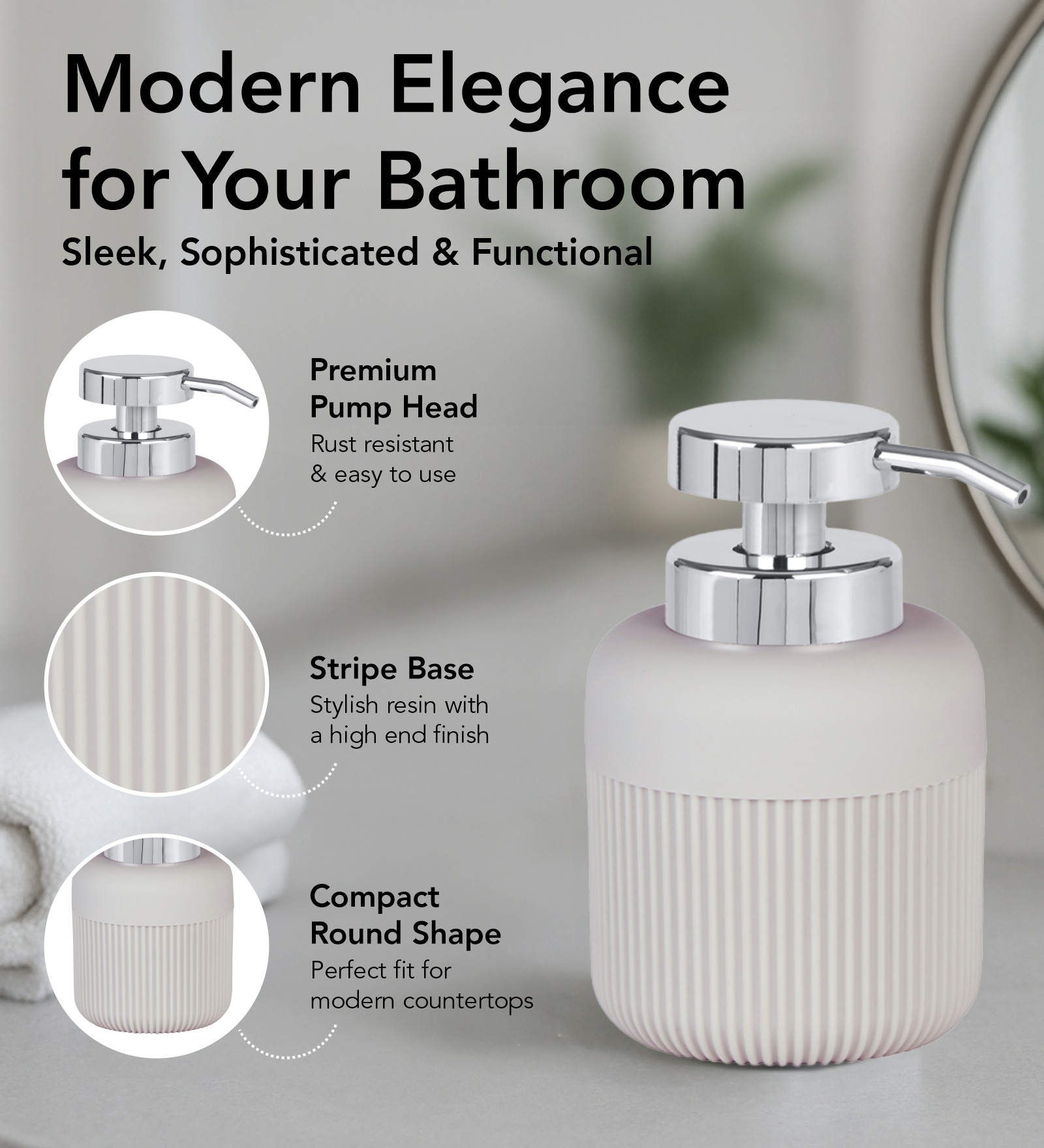 Oasis 6 Pcs PVC Bath Set Cream