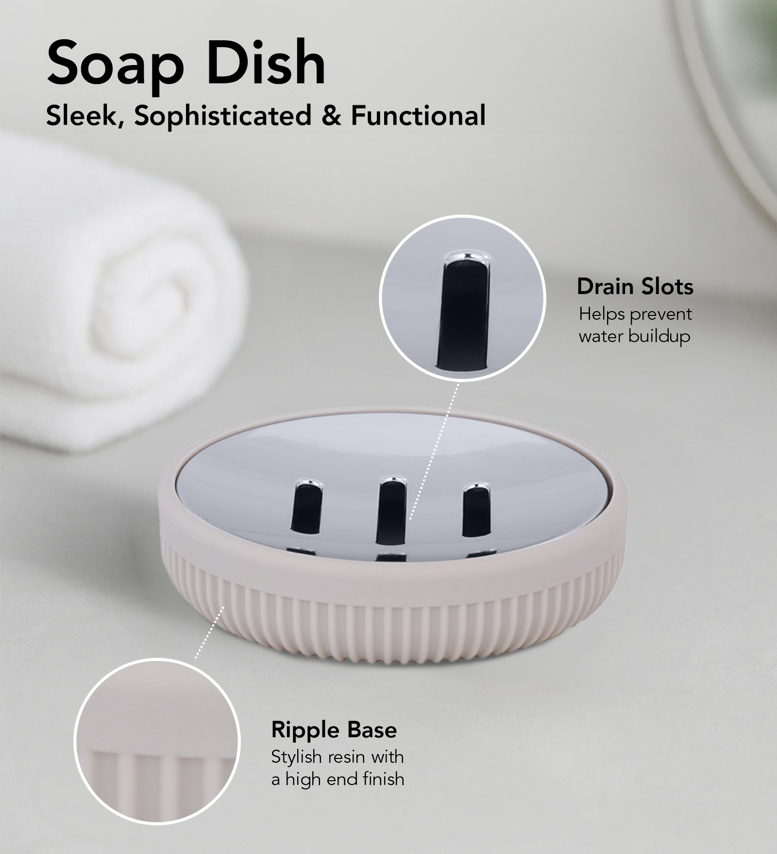 Oasis 6 Pcs PVC Bath Set Cream