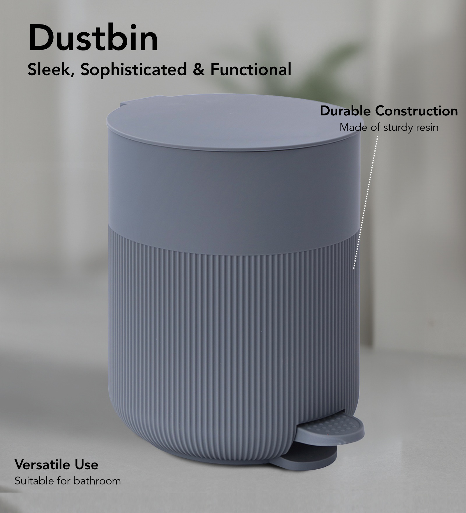 Oasis 6 Pcs PVC Bath Set Grey