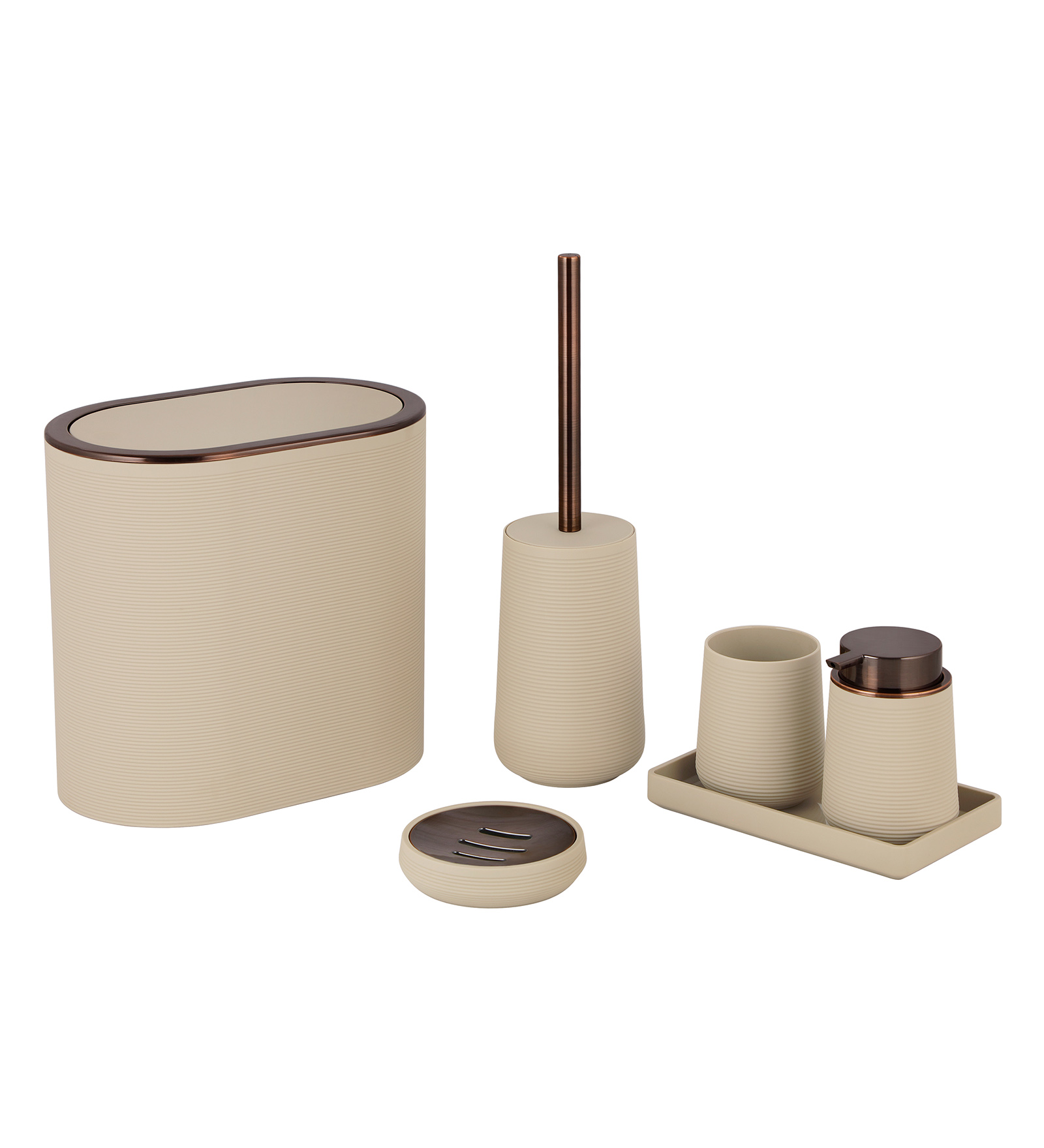 Oasis 6 Pcs PVC Bath Set L Beige