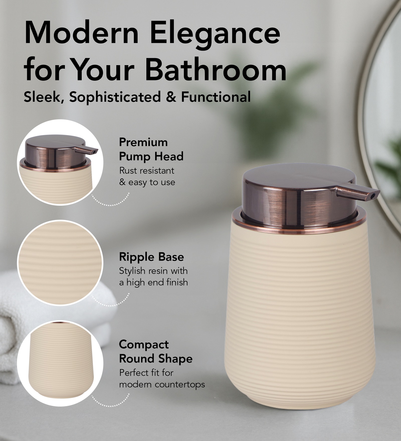 Oasis 6 Pcs PVC Bath Set L Beige