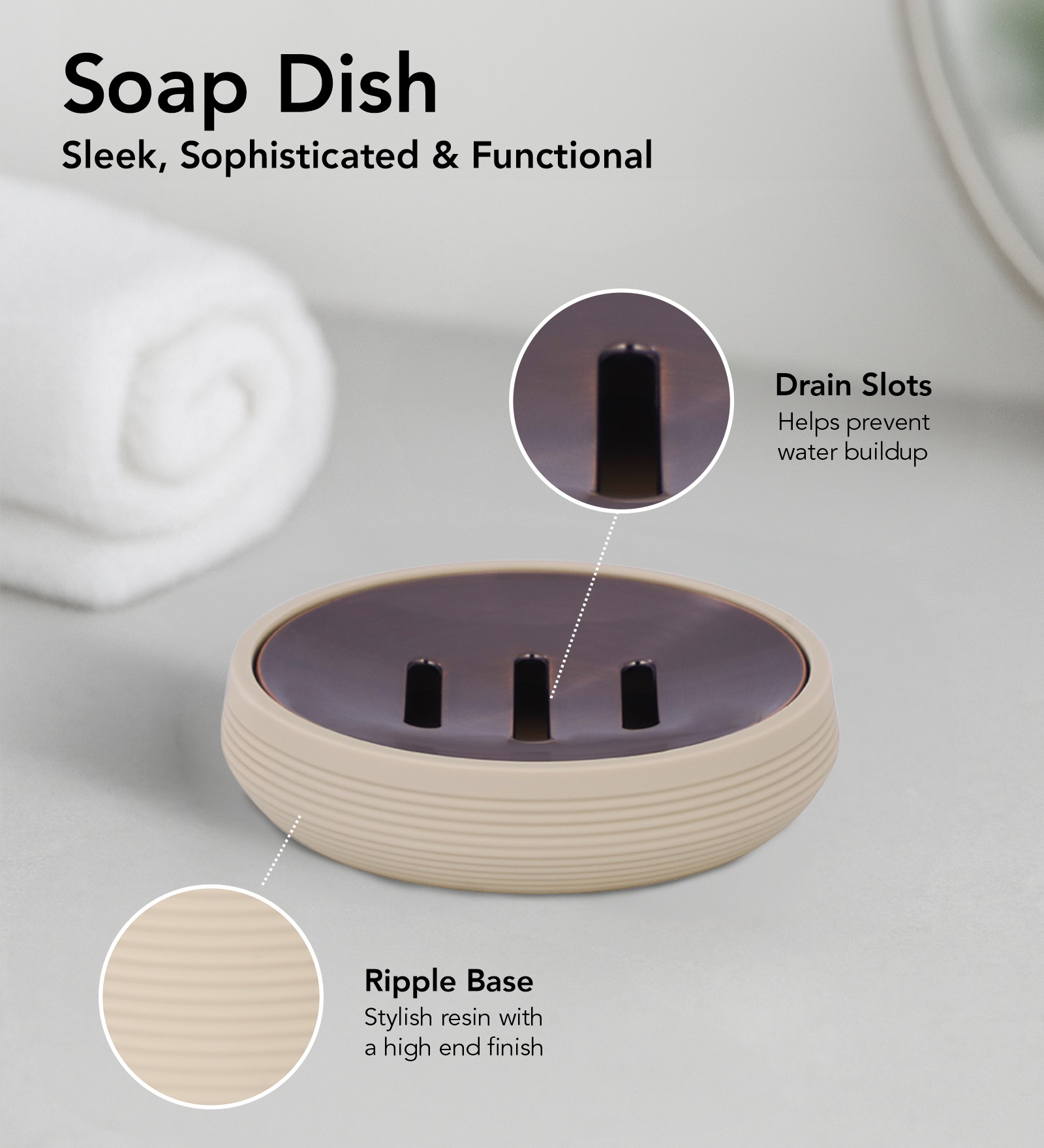 Oasis 6 Pcs PVC Bath Set L Beige