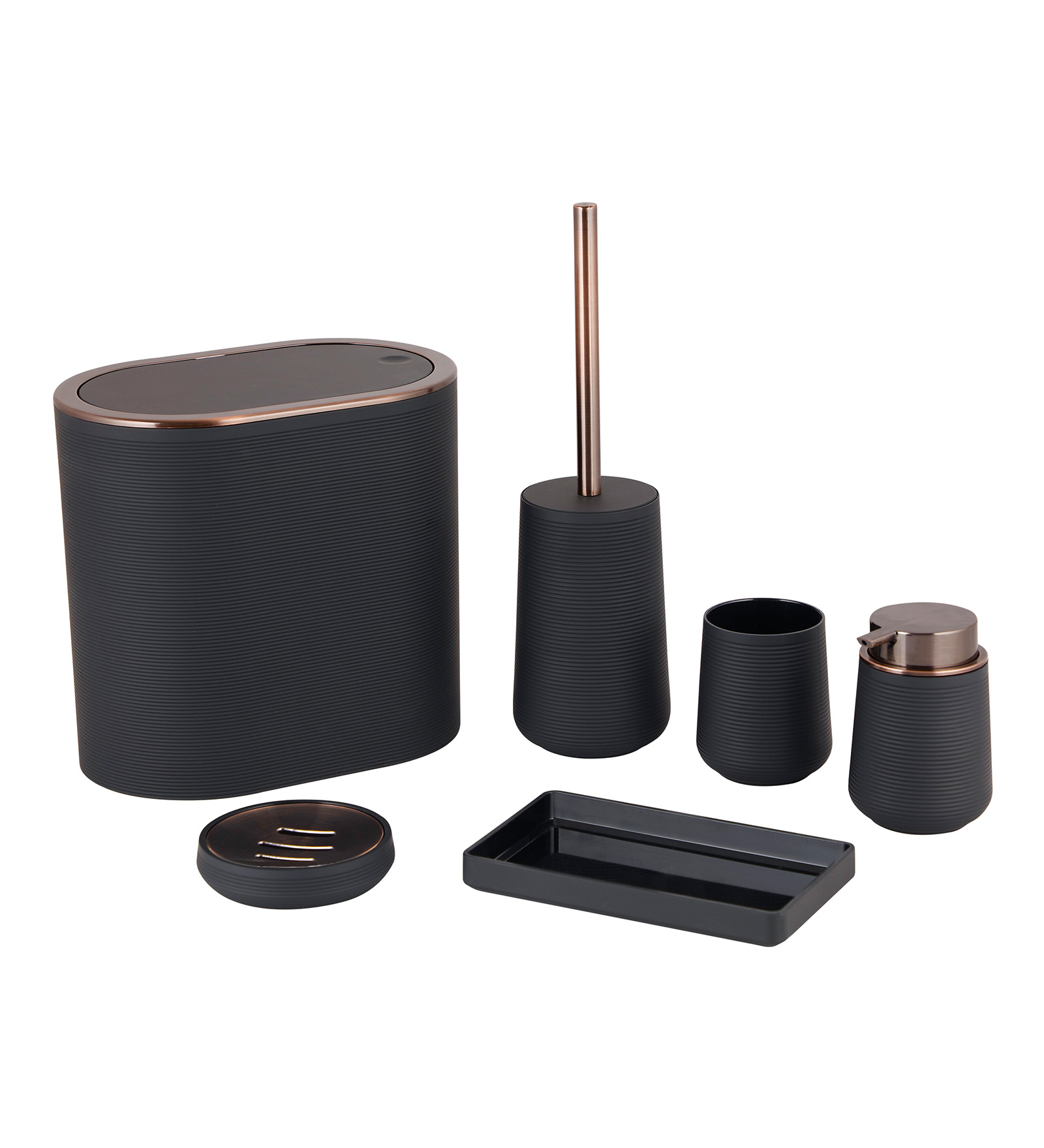 Oasis 6 Pcs PVC Bath Set Black