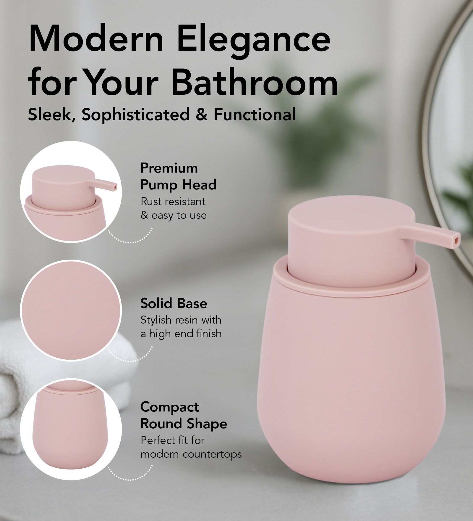 Oasis 6 Pcs PVC Bath Set Pink