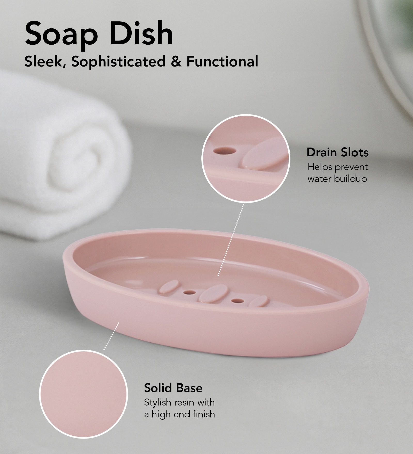Oasis 6 Pcs PVC Bath Set Pink