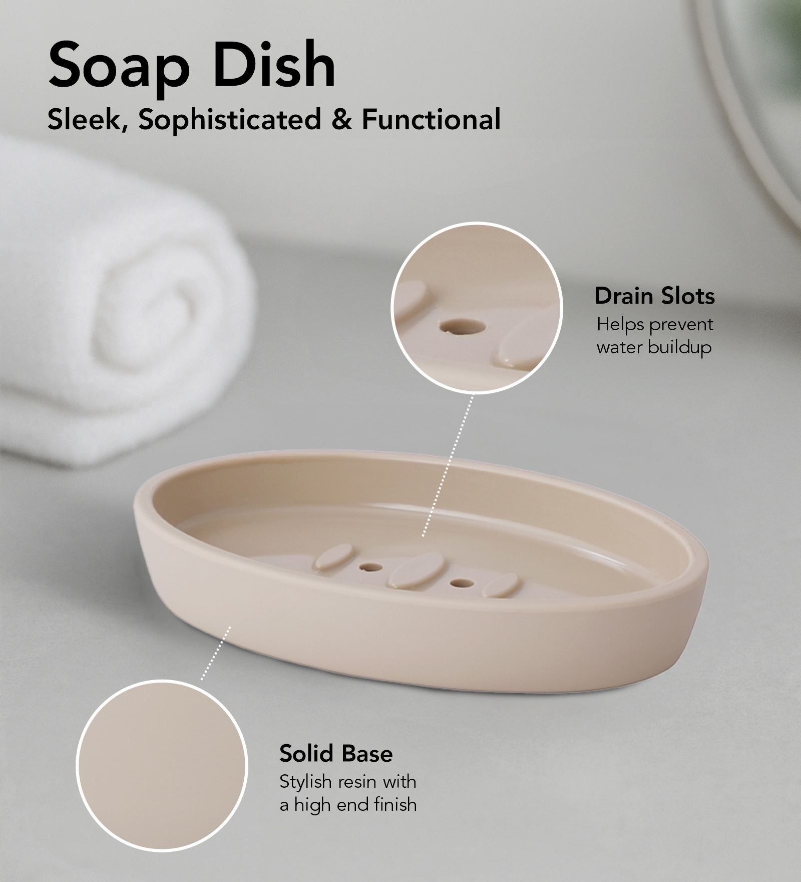 Oasis 6 Pcs PVC Bath Set L Beige