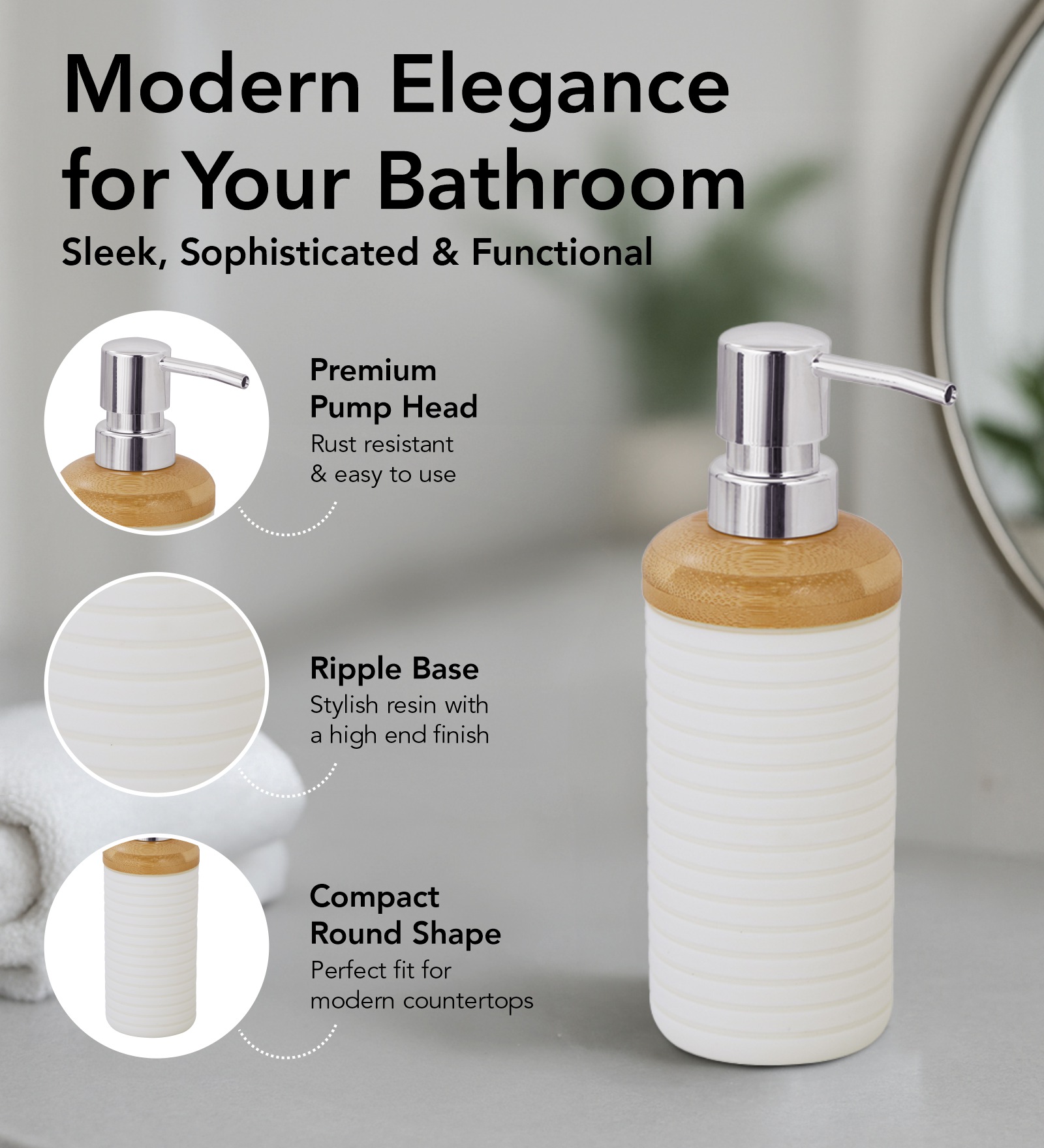 Oasis 6 Pcs PVC Bath Set White