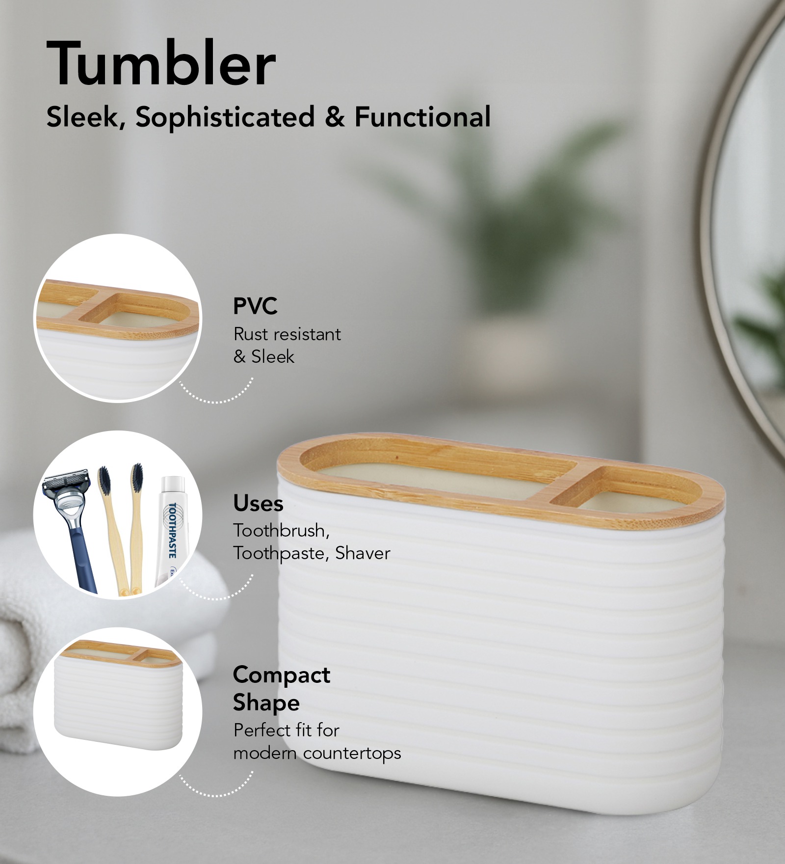 Oasis 6 Pcs PVC Bath Set White