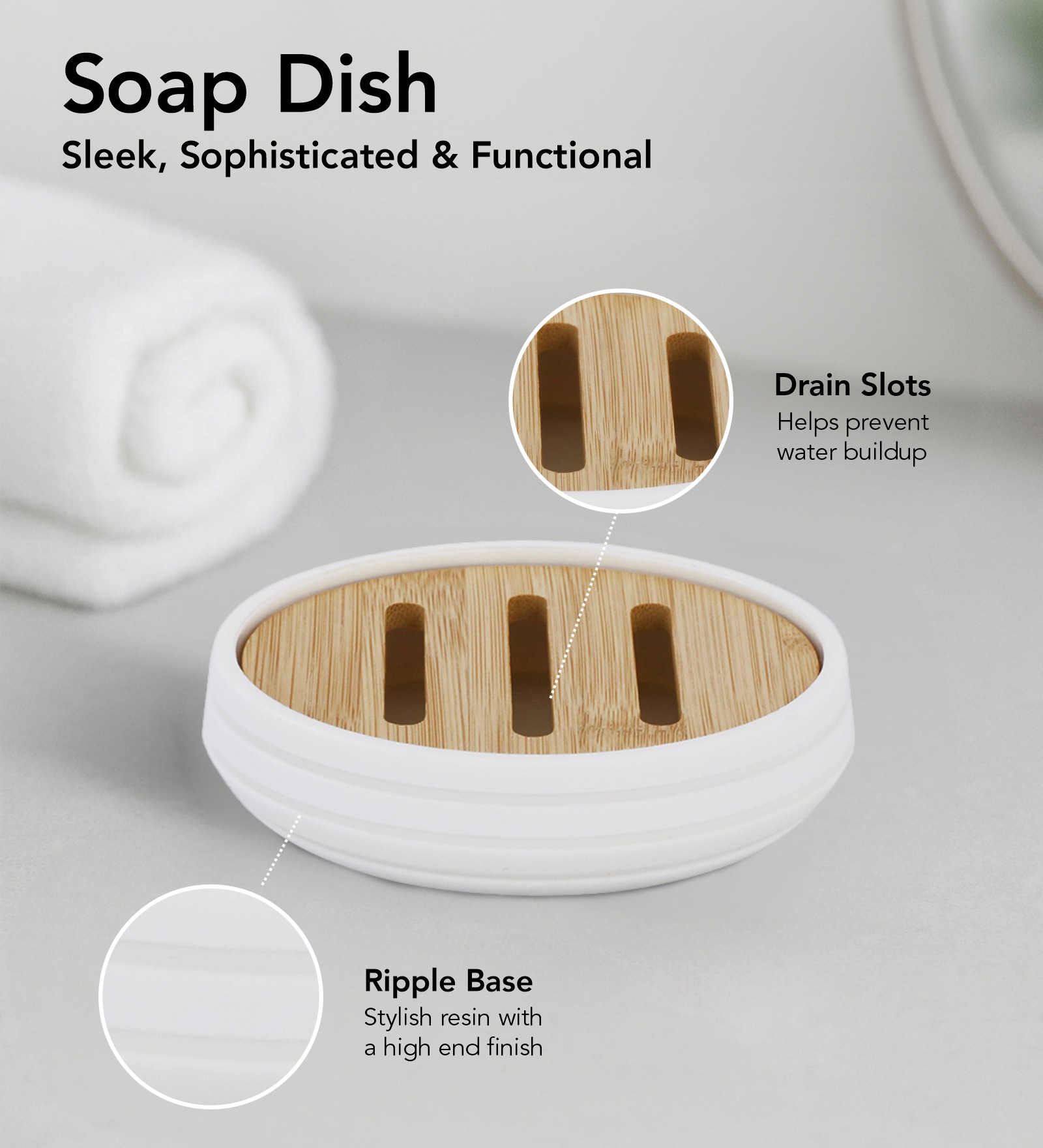 Oasis 6 Pcs PVC Bath Set White