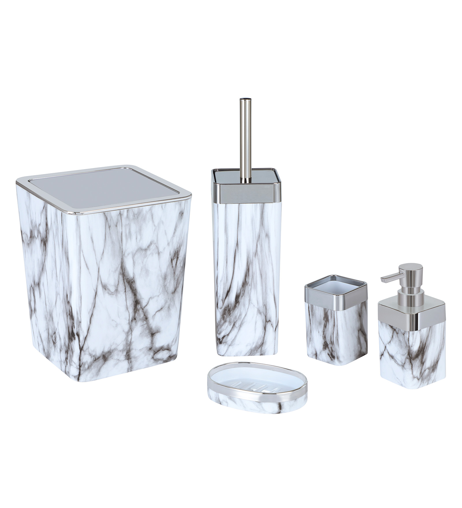 Oasis 5 Pcs PVC Bath Set Grey