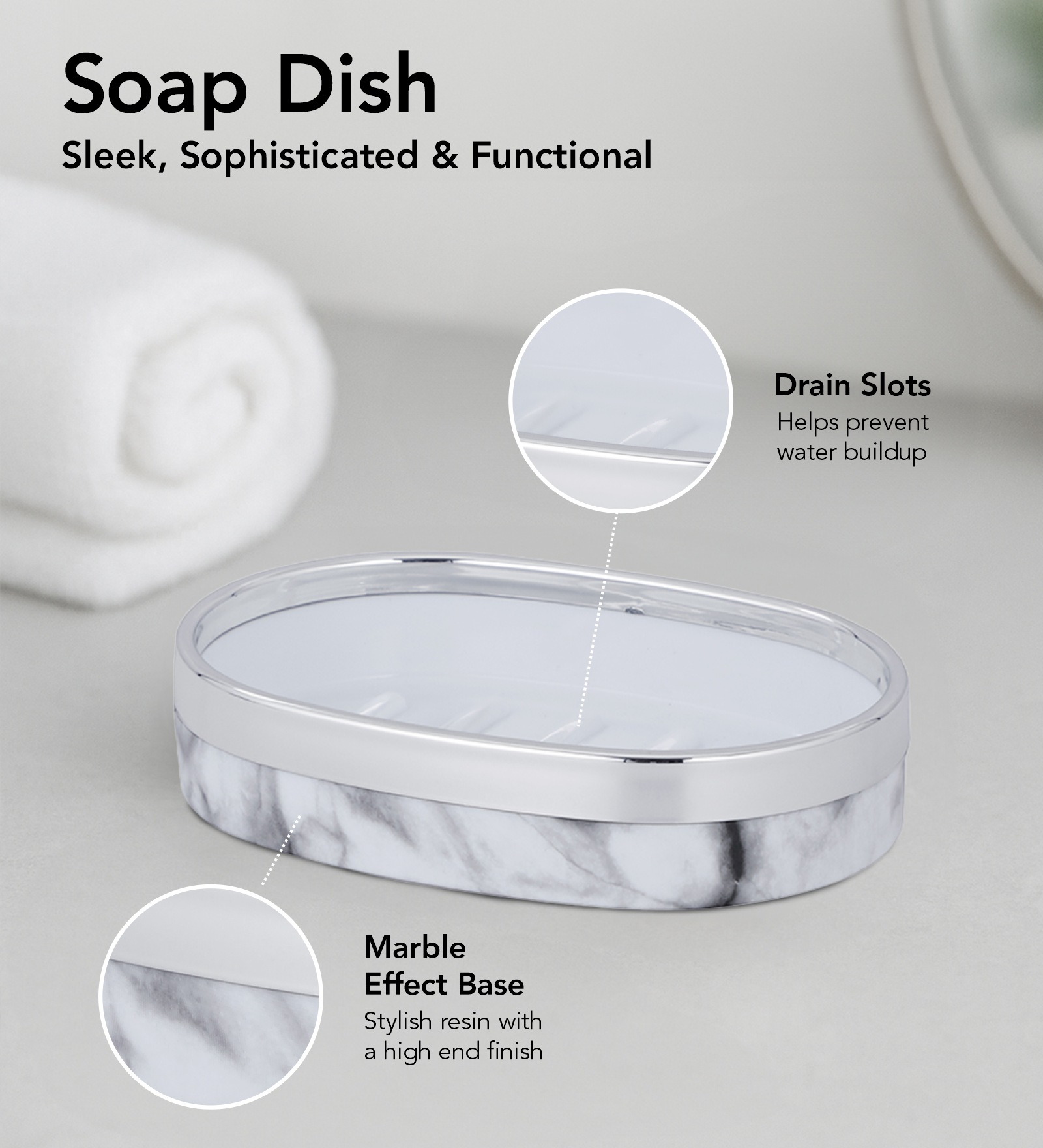 Oasis 5 Pcs PVC Bath Set Grey