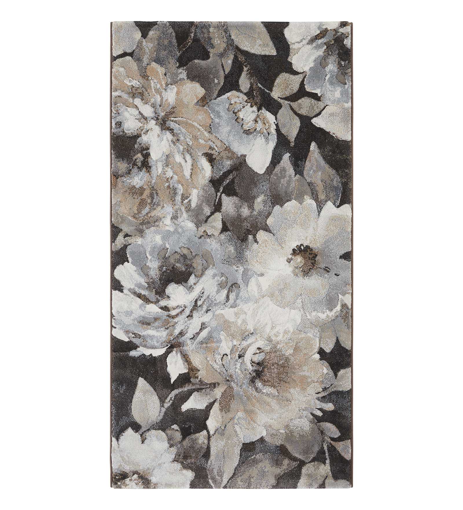 Aquarius Floral Machine Made Runner Brown and Cream