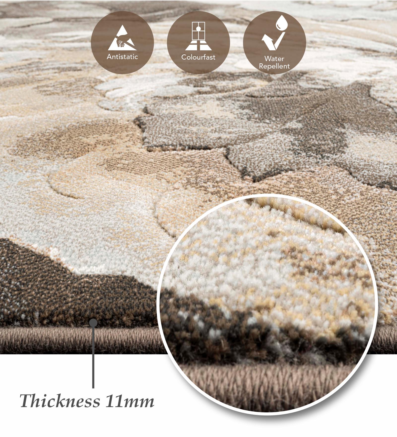 Aquarius Floral Machine Made Runner Brown and Cream