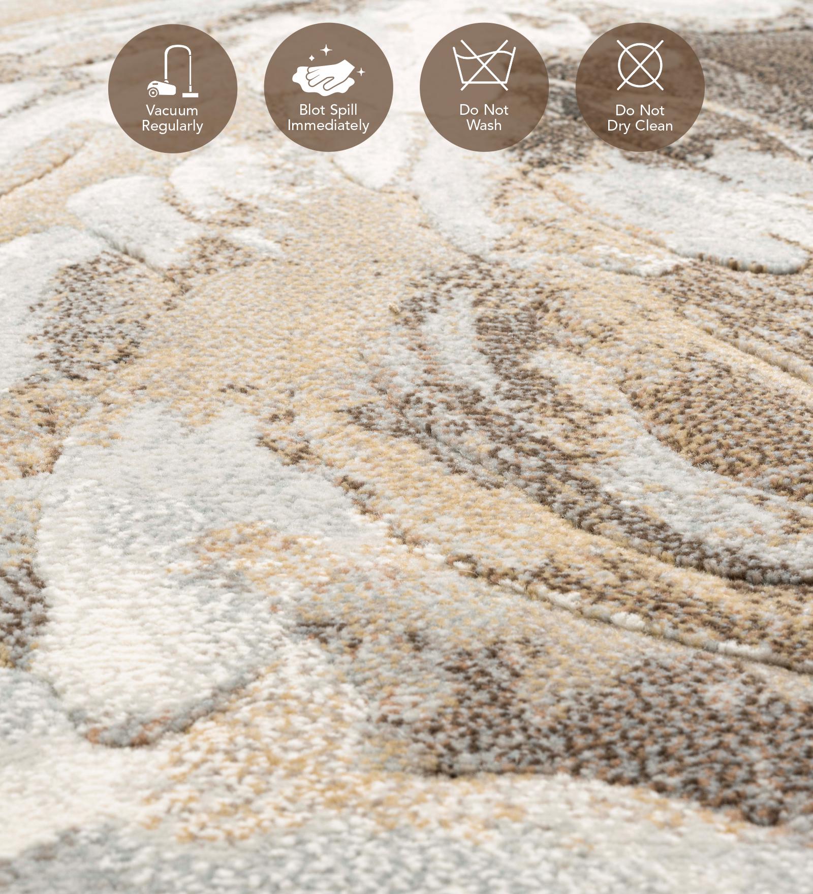 Aquarius Floral Machine Made Runner Brown and Cream