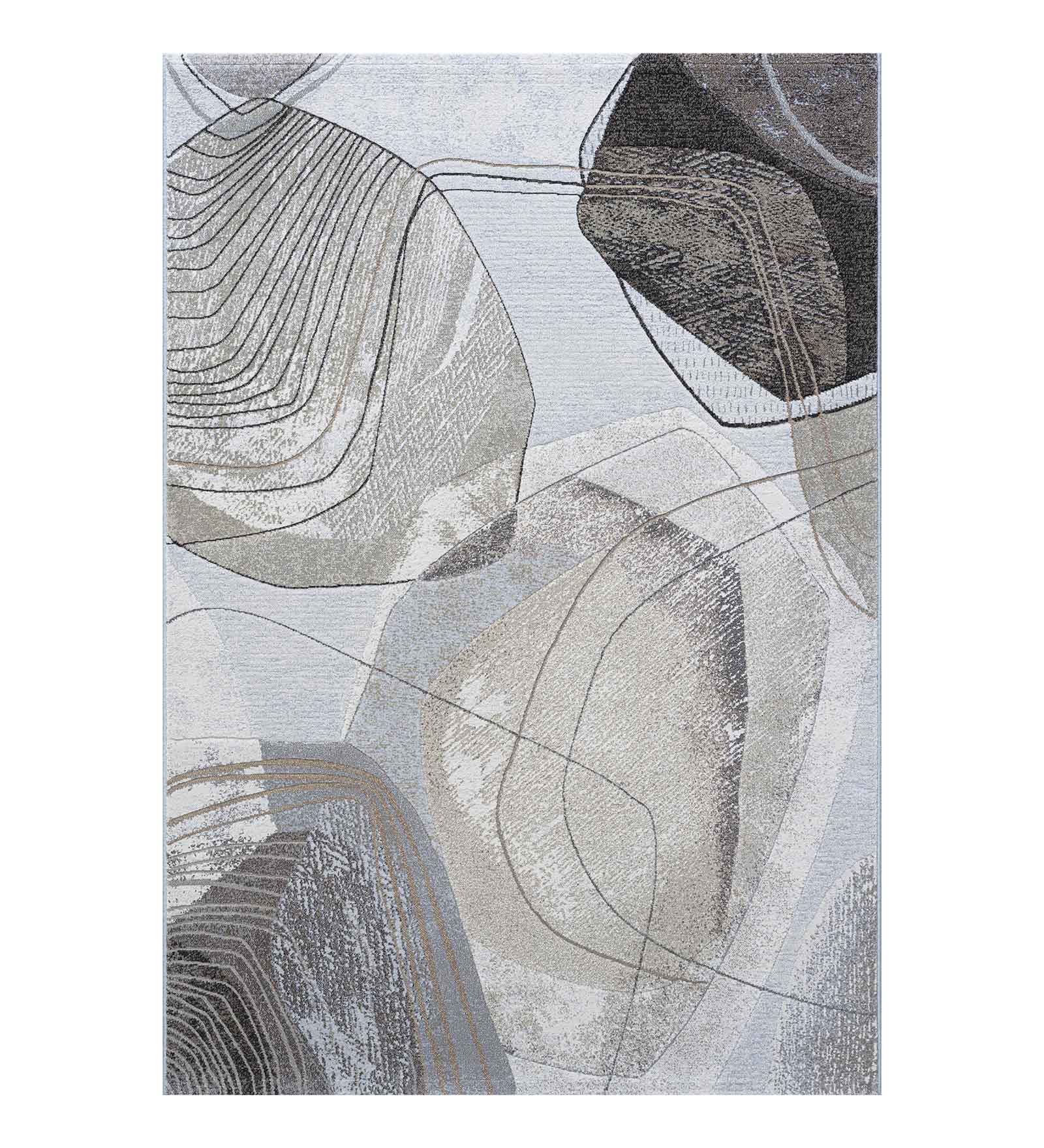 Aquarius Abstract Machine Made Carpet Grey