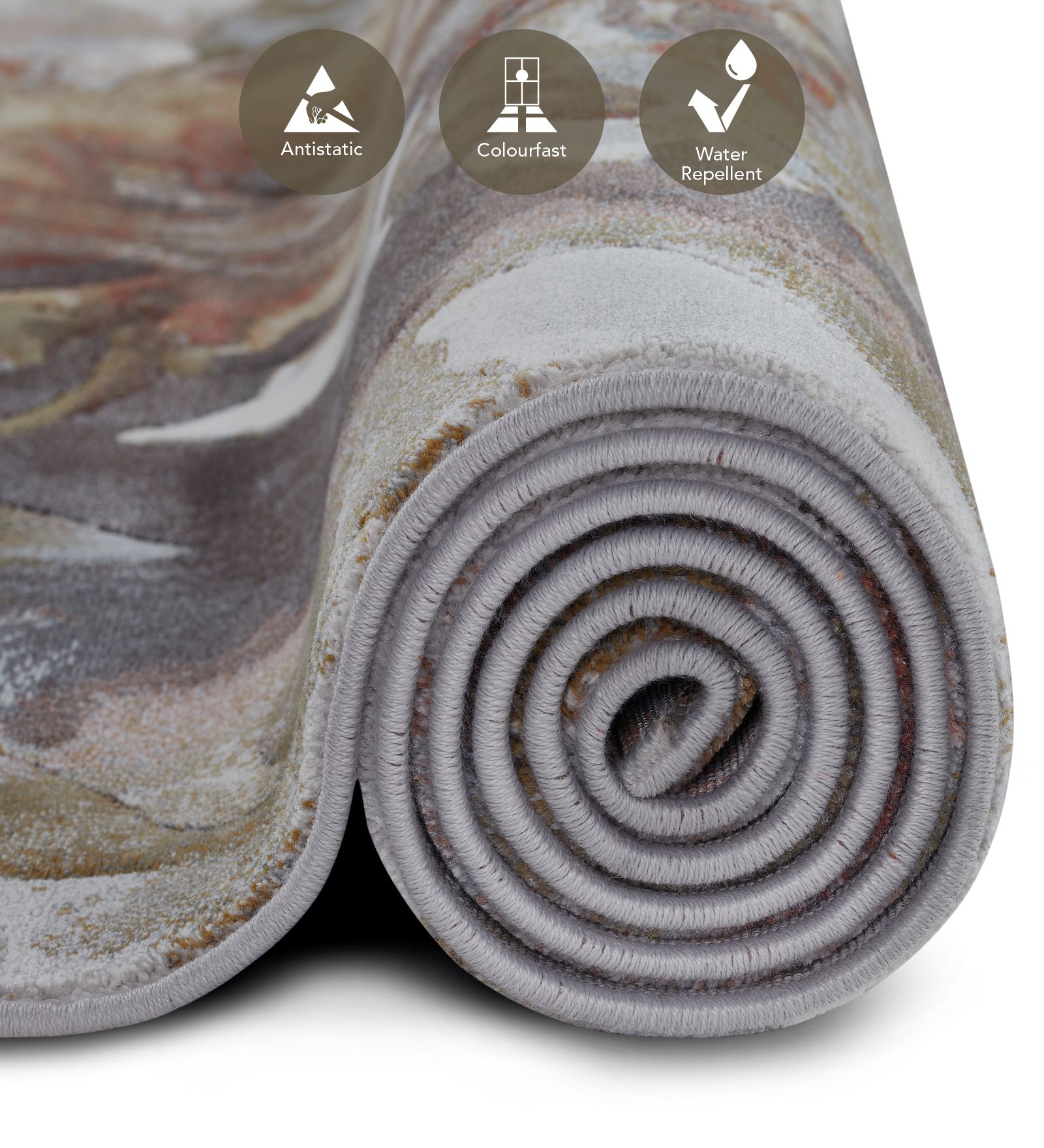 Aquarius Floral Machine Made Carpet Cream and Rust