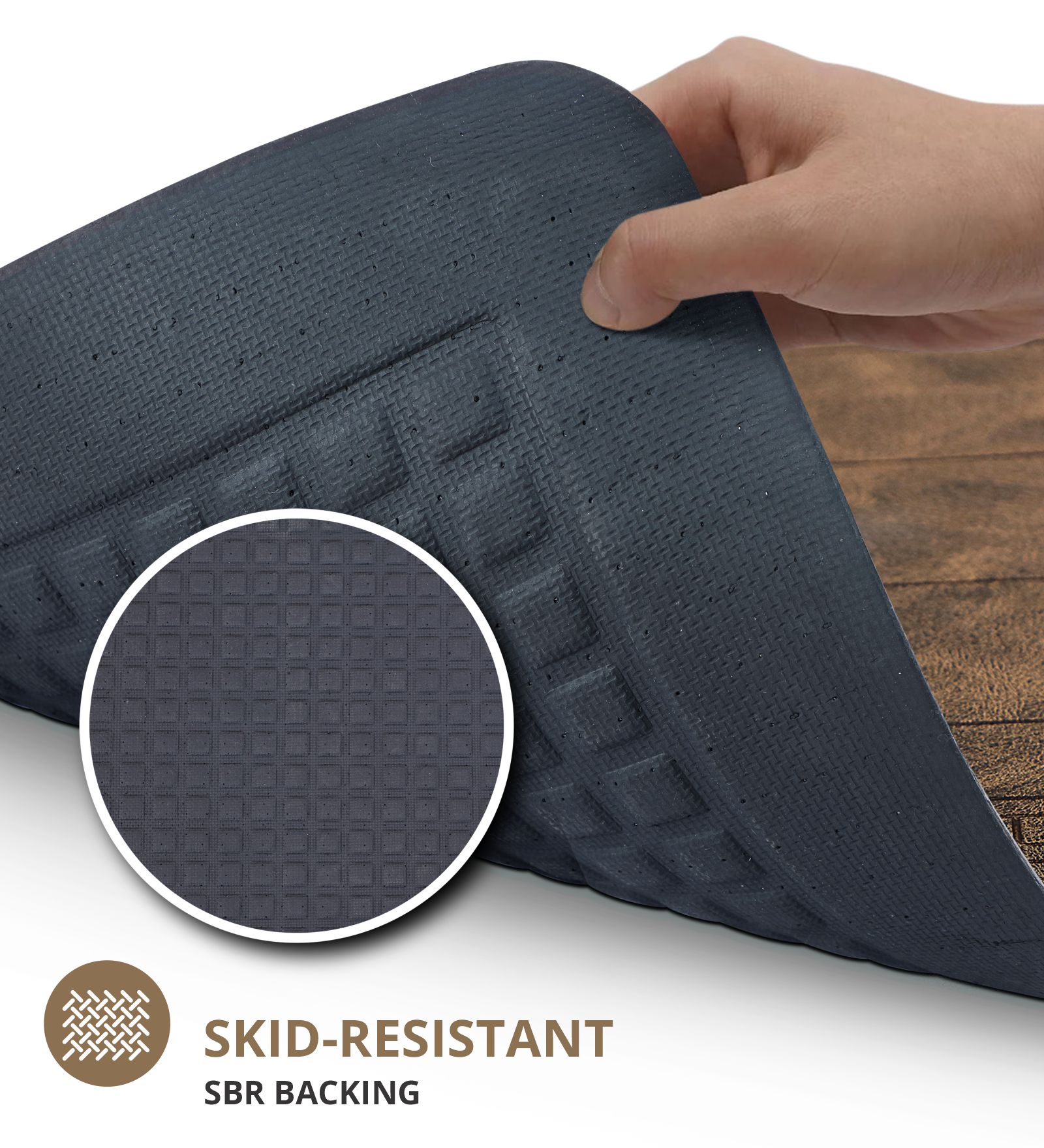 Squab Anti-skid Kitchen Floor Mat Brown