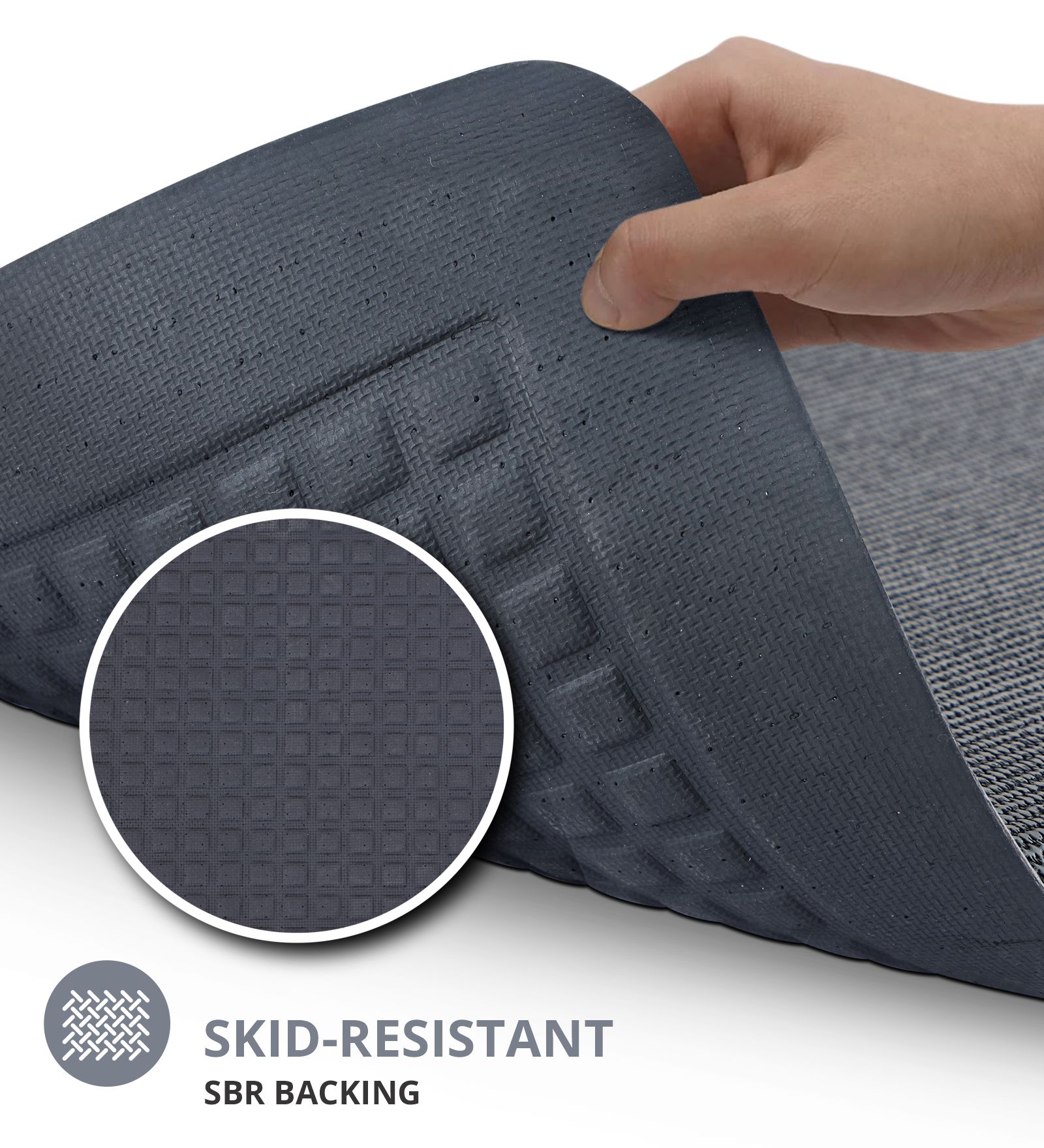 Anti-slip PU Kitchen Mat with Solid Design, D Grey
